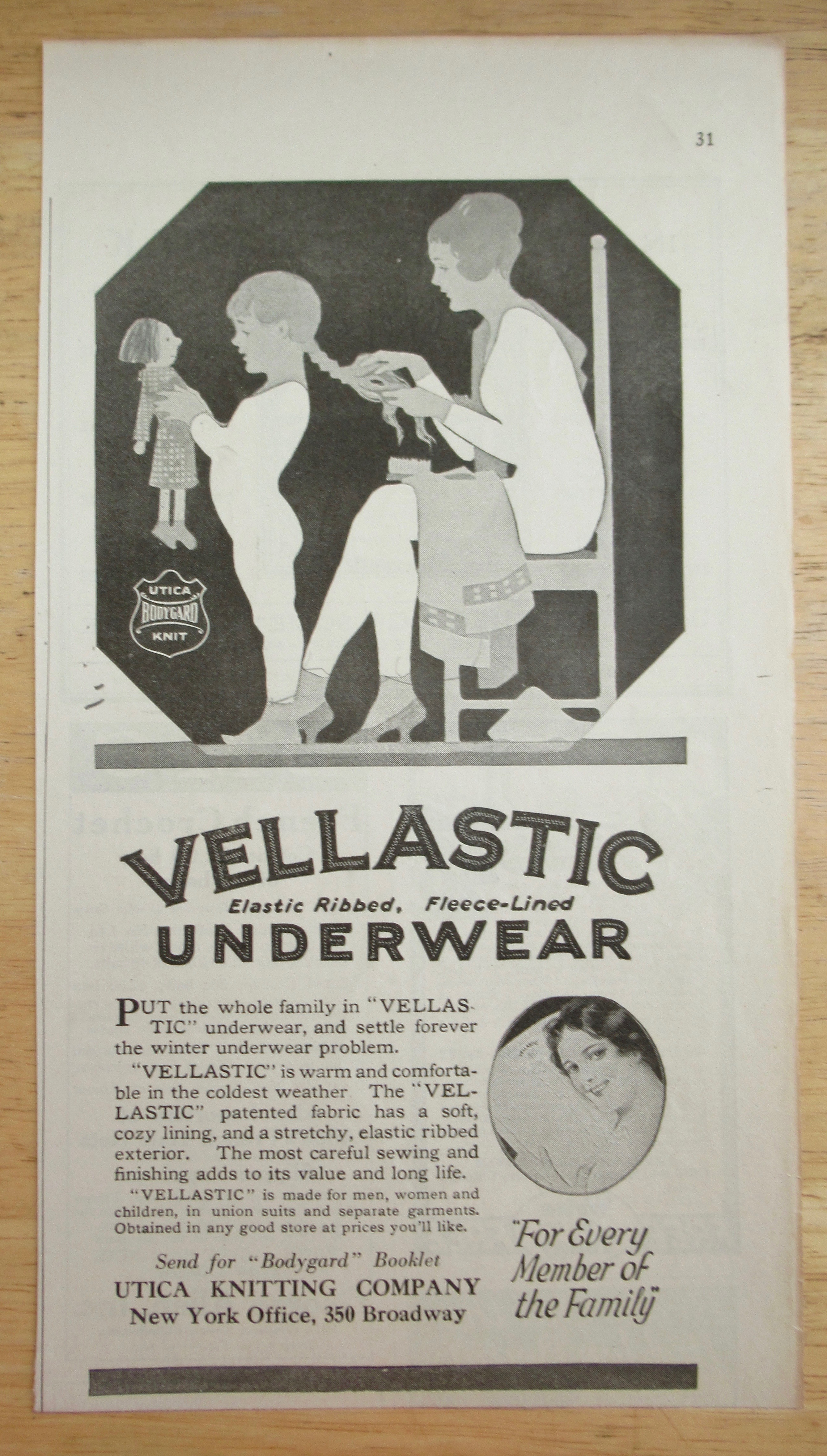 1921 Vellastic Underwear with Woman & Little Girl