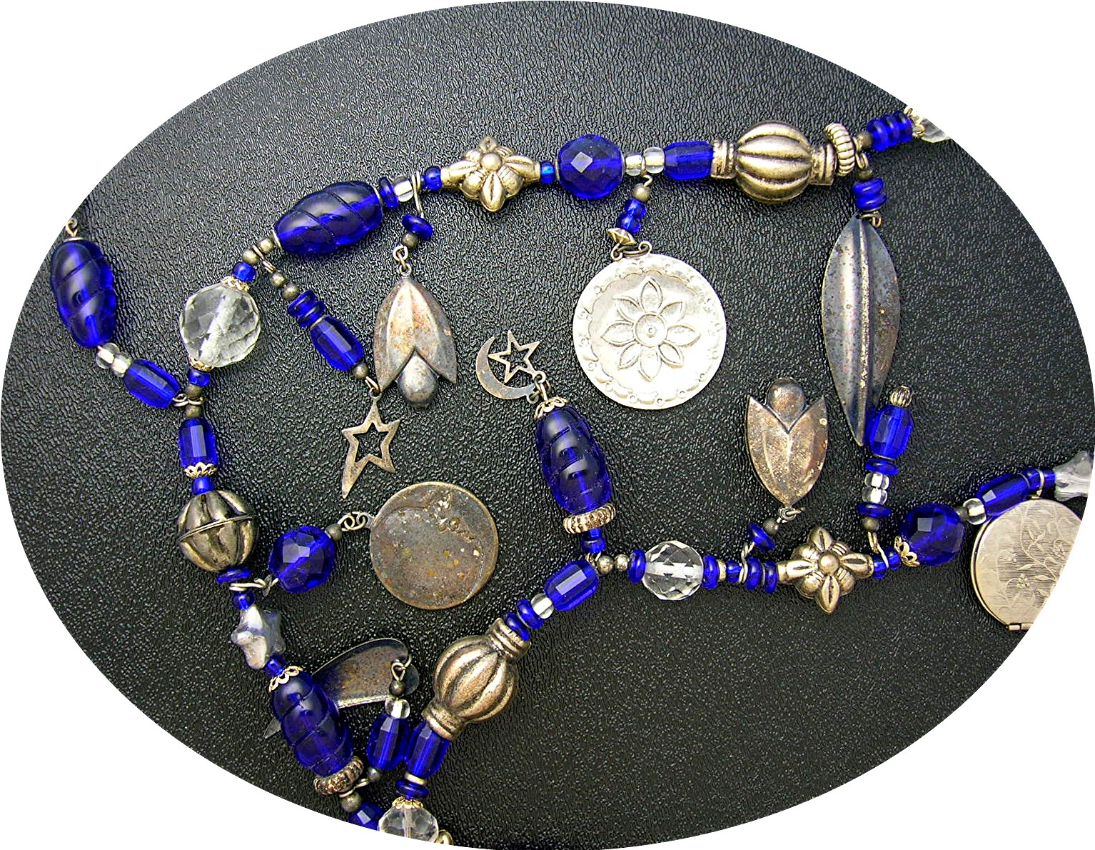Blue White Silver Trinkets Glass Crystal Treasure Bead