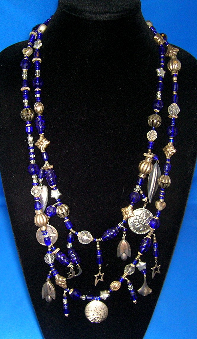 Blue White Silver Trinkets Glass Crystal Treasure Bead