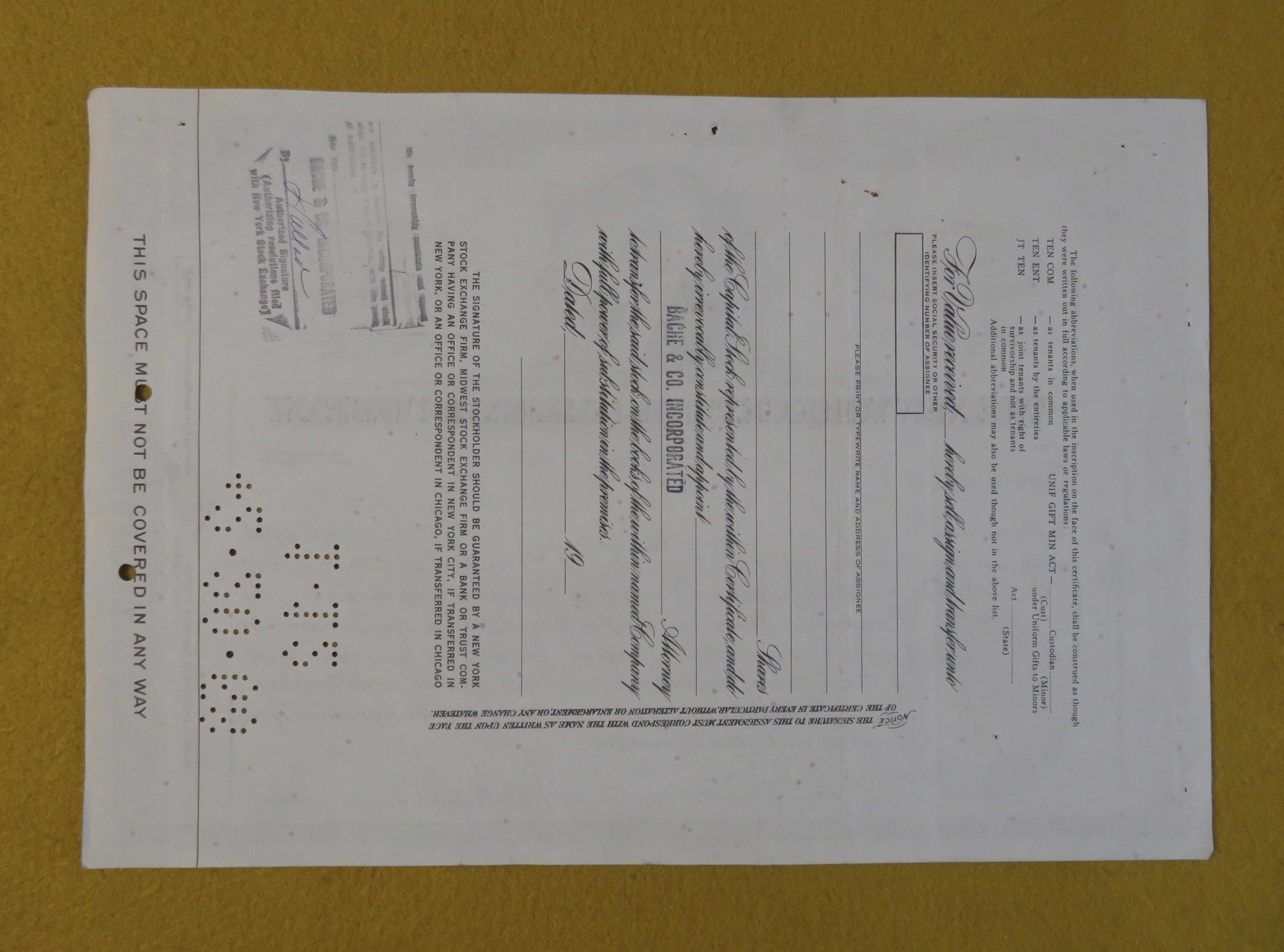 1967 New York Central Railroad Co Stock Certificate
