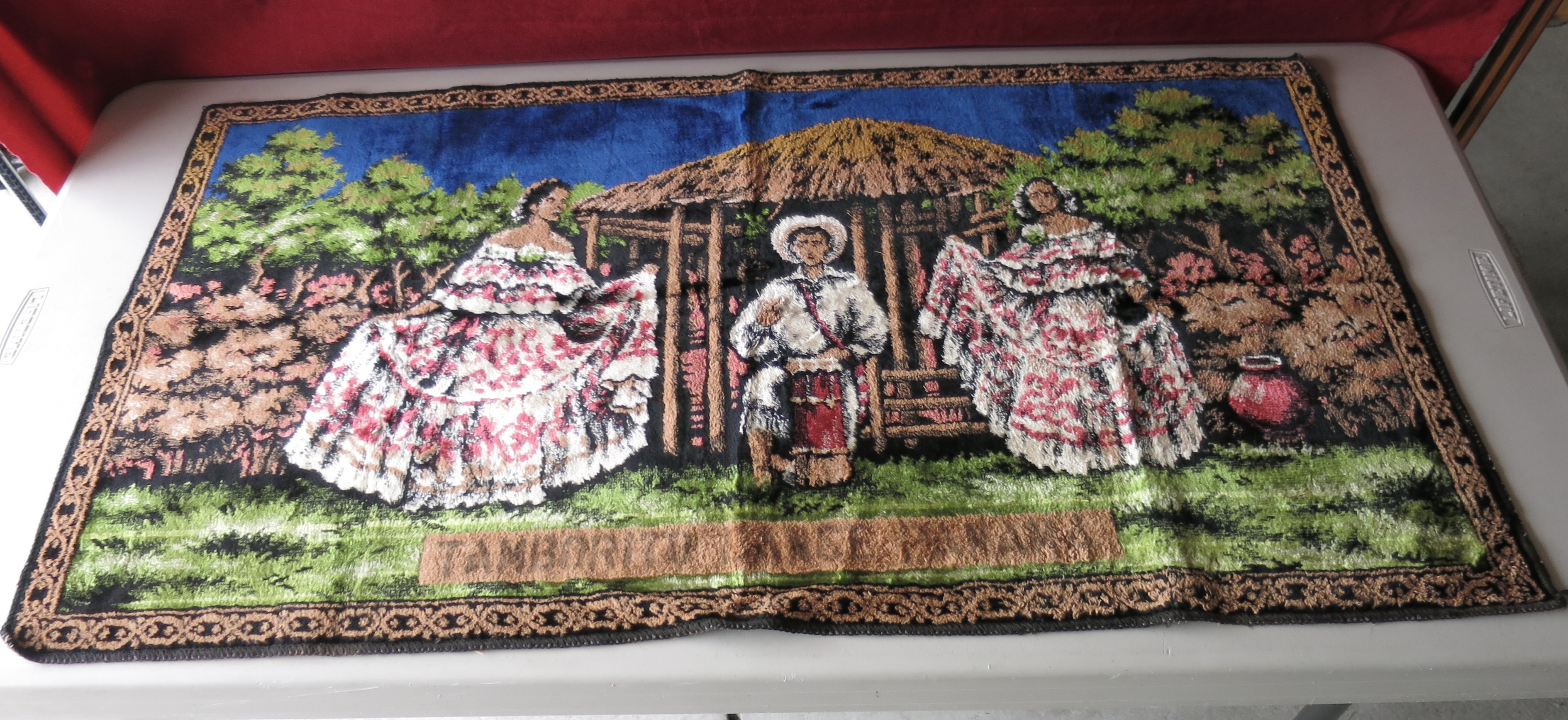 Tamborito Dance Panama Vintage Velvet Tapestry Made in England