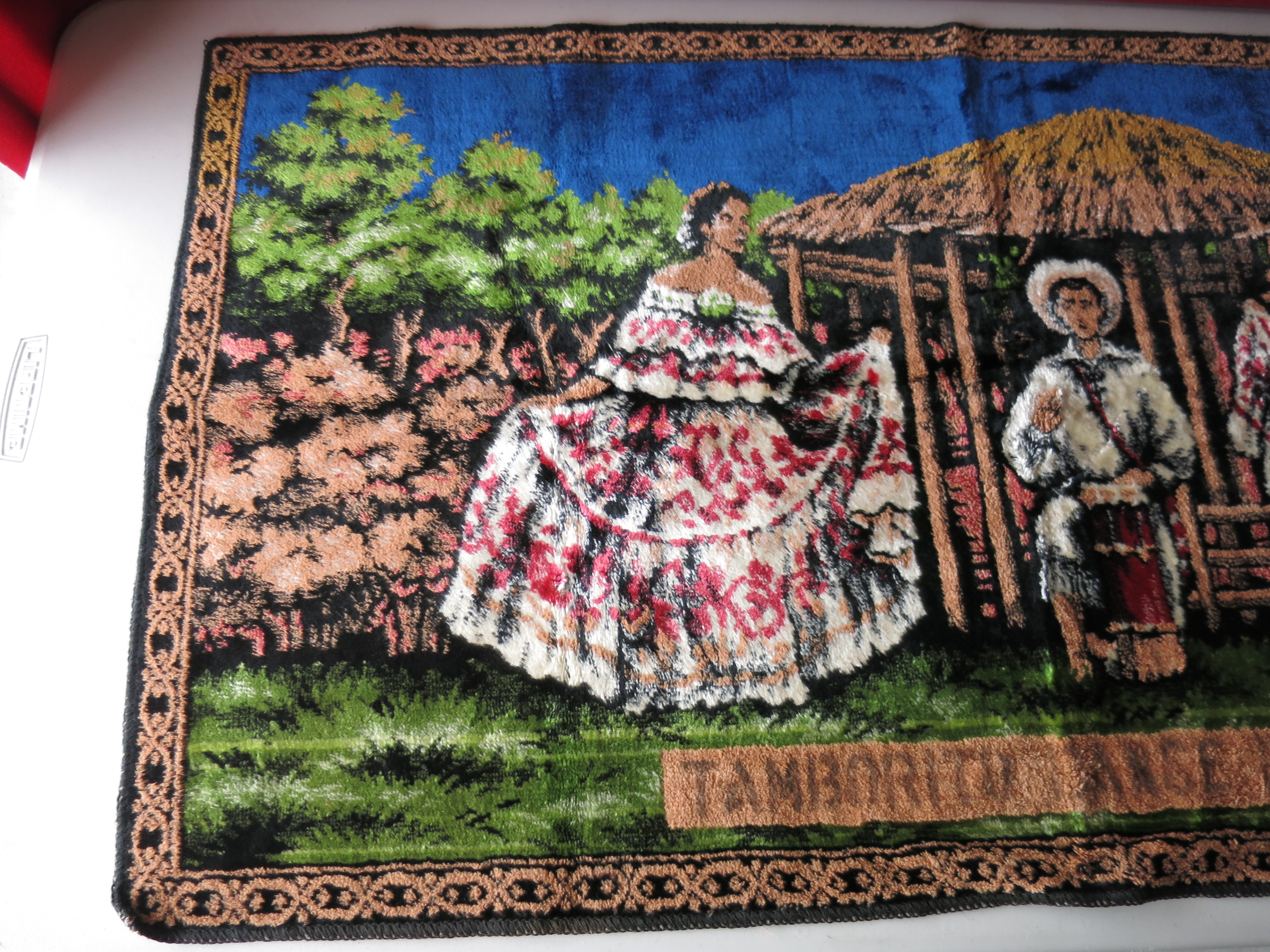 Tamborito Dance Panama Vintage Velvet Tapestry Made in England