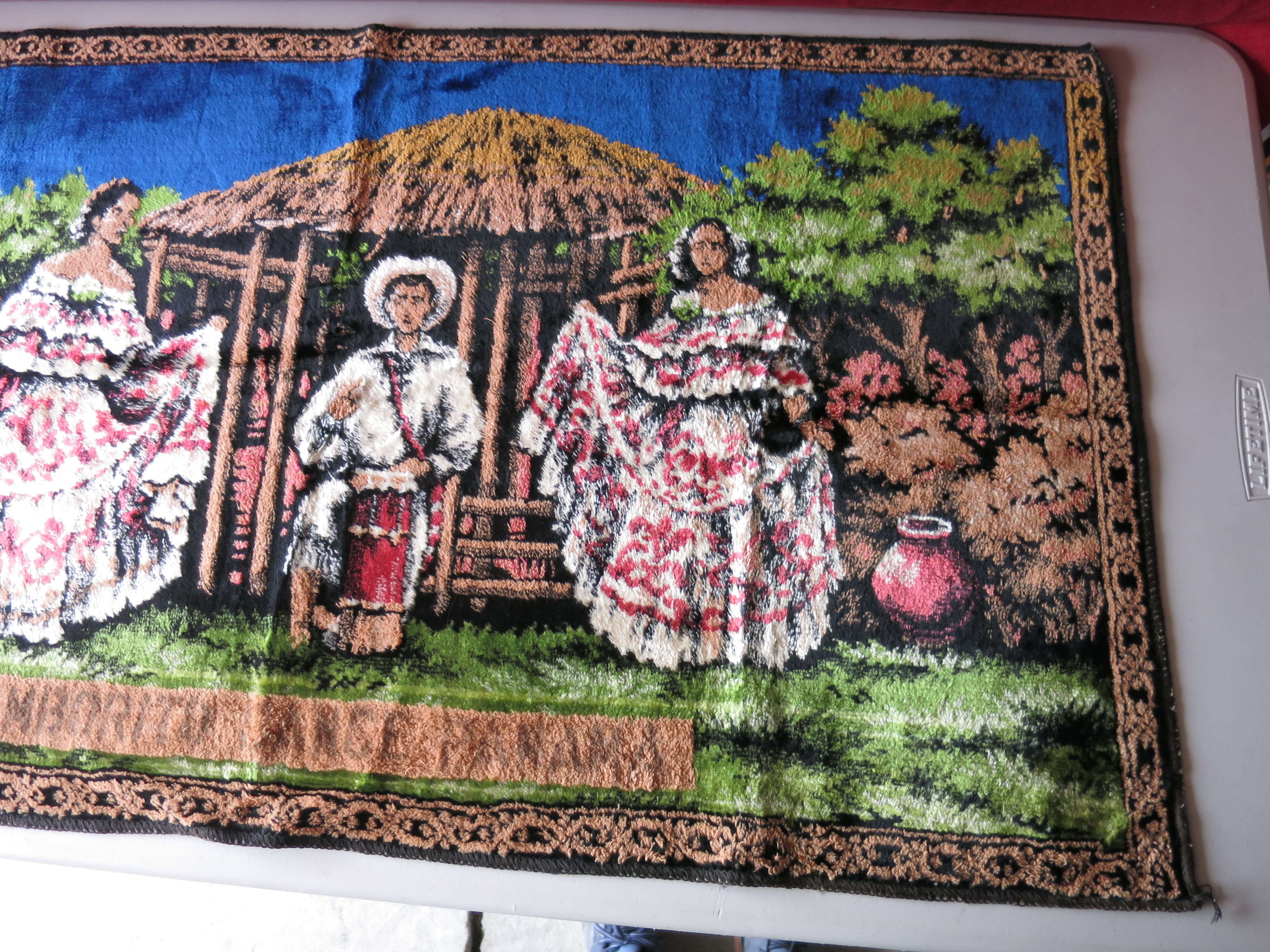 Tamborito Dance Panama Vintage Velvet Tapestry Made in England
