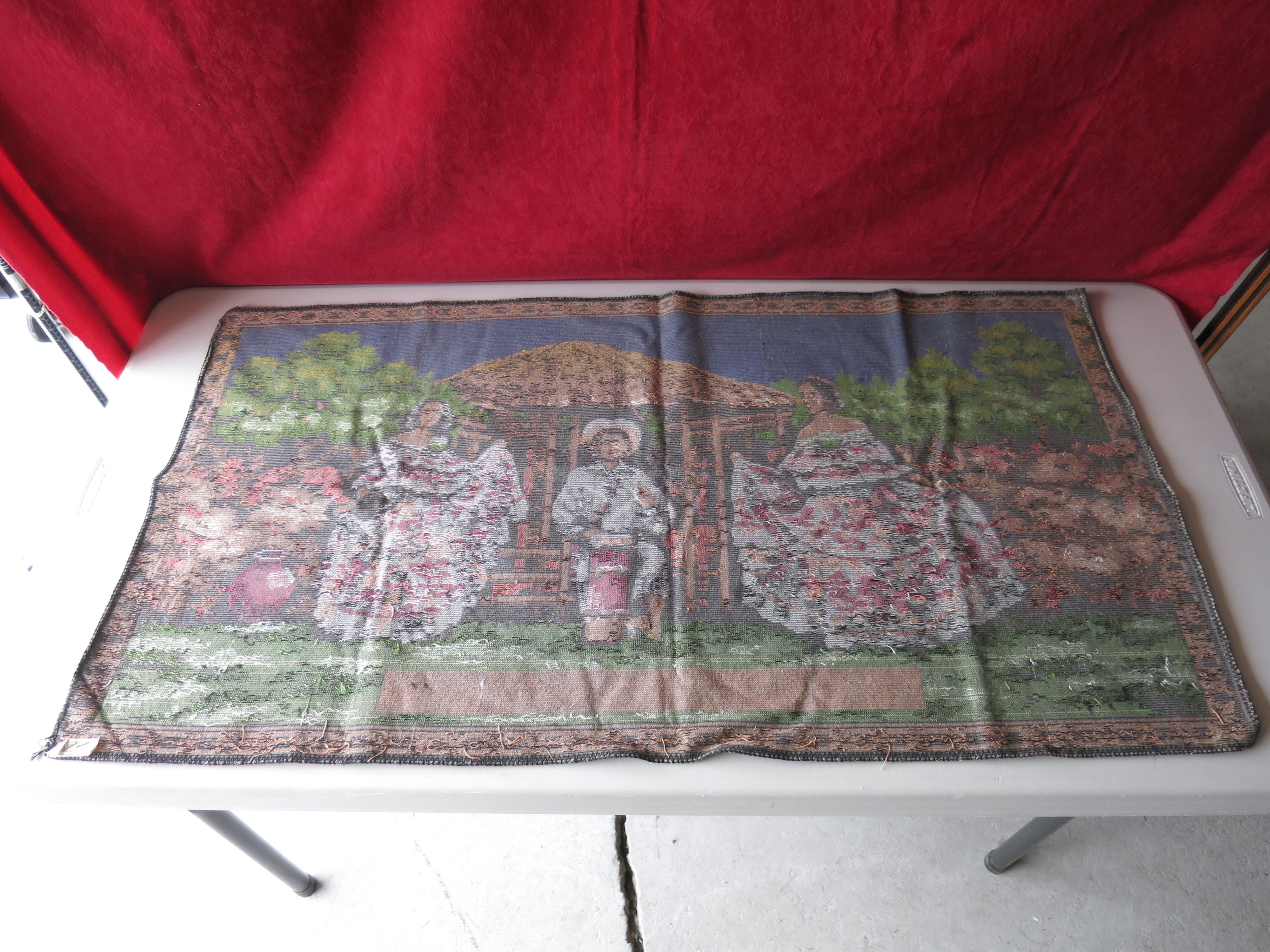 Tamborito Dance Panama Vintage Velvet Tapestry Made in England
