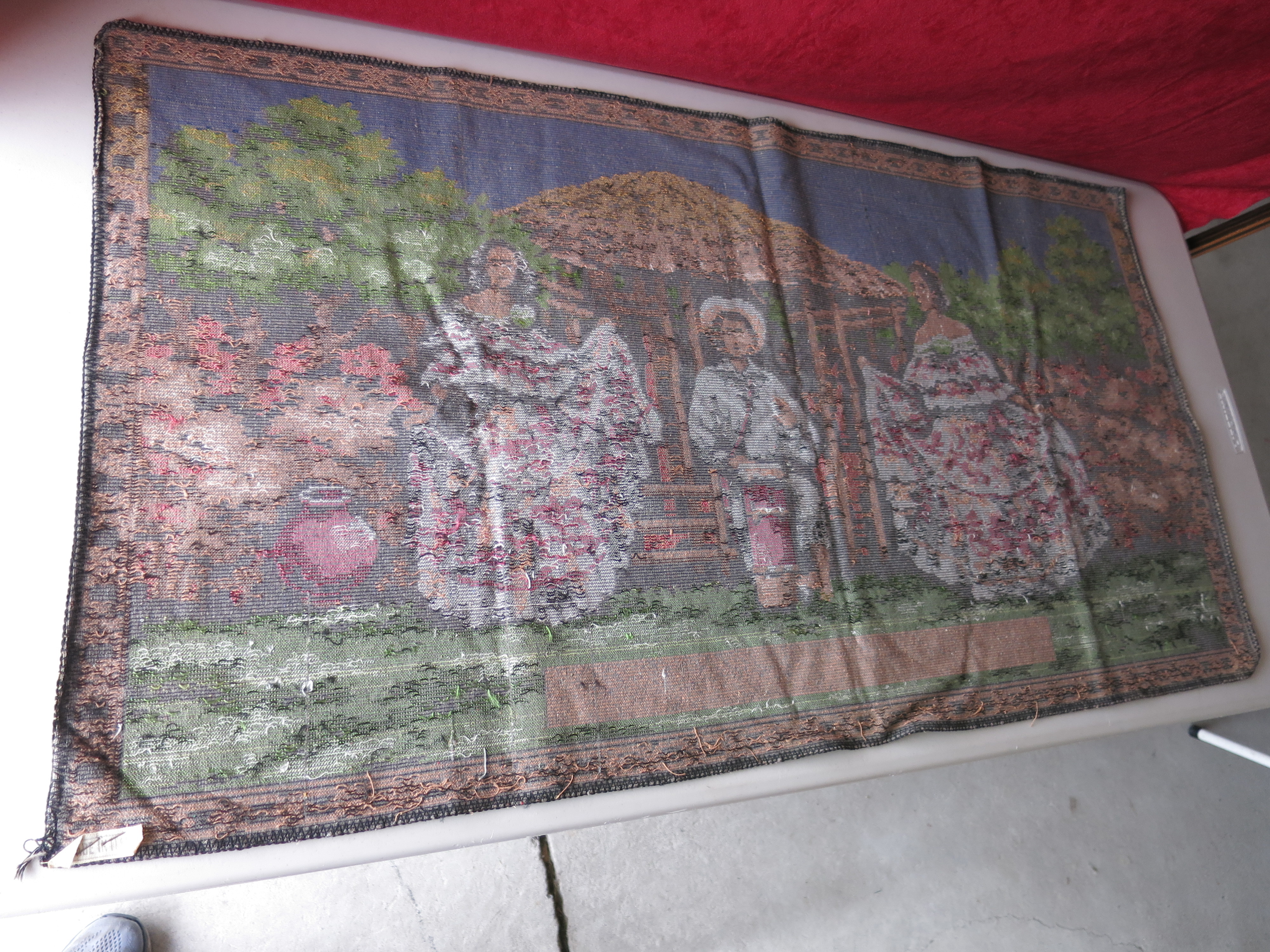 Tamborito Dance Panama Vintage Velvet Tapestry Made in England