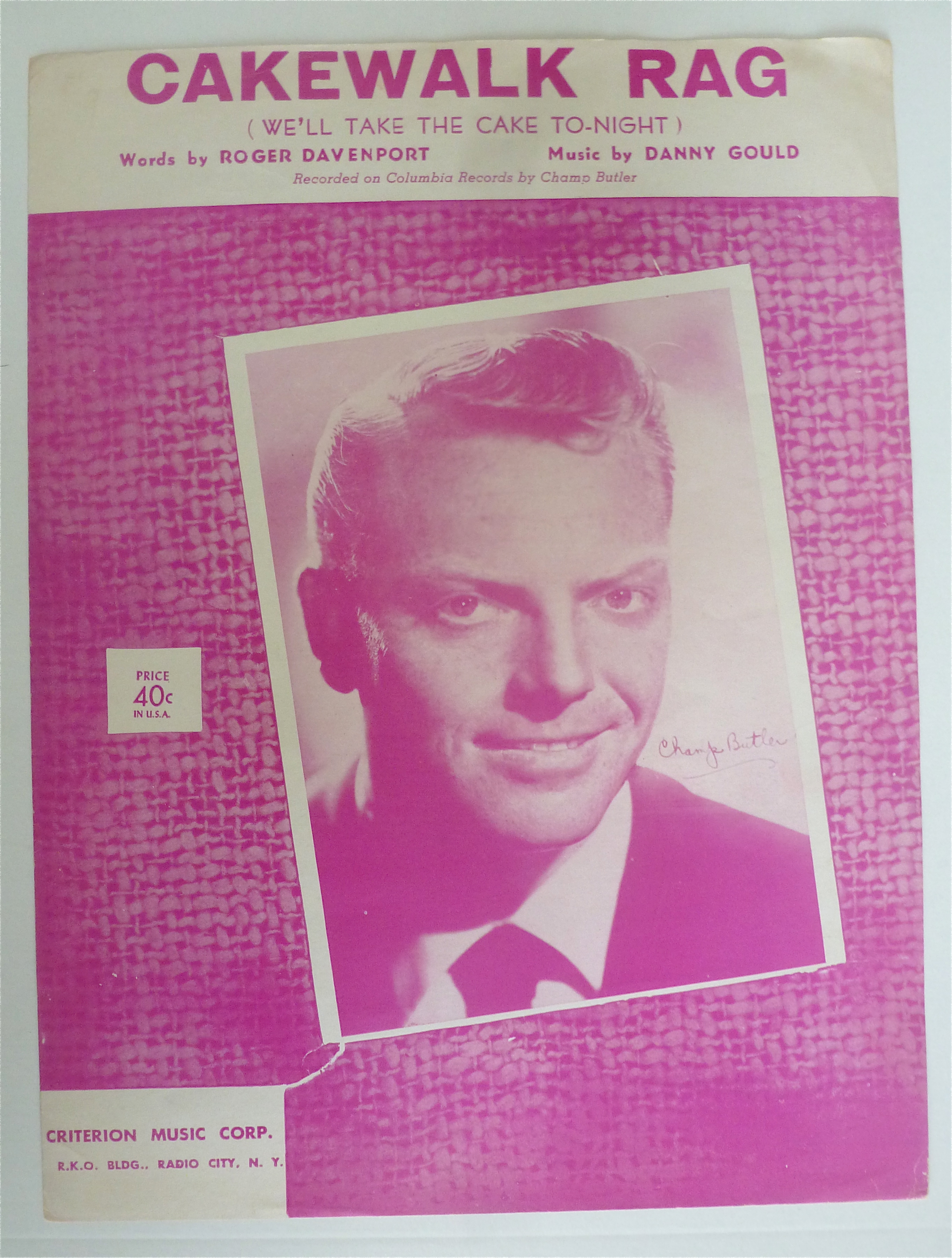 Sheet Music For 1952 Cakewalk Rag