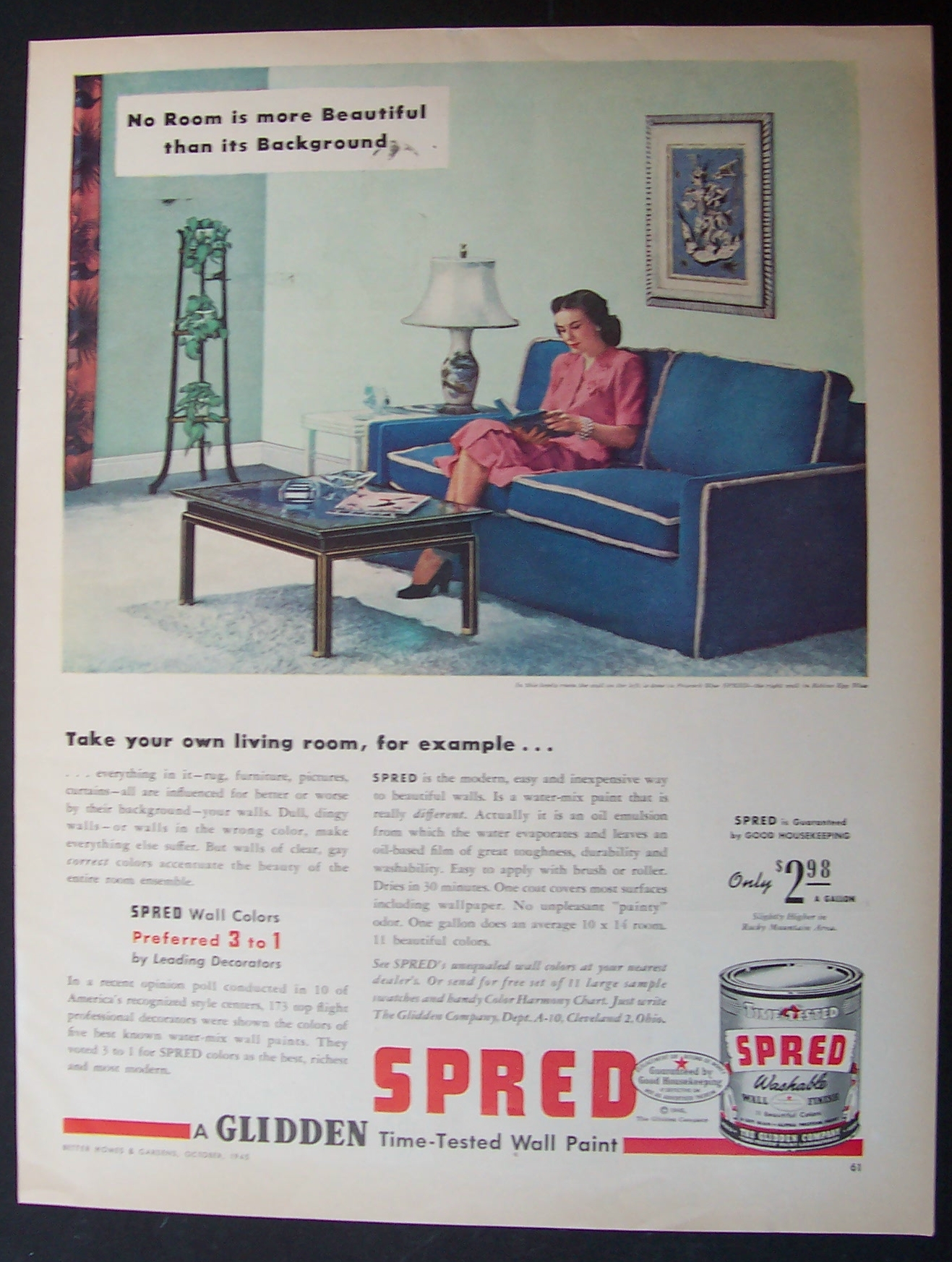 1945  Glidden  Spred  Washable  Paint