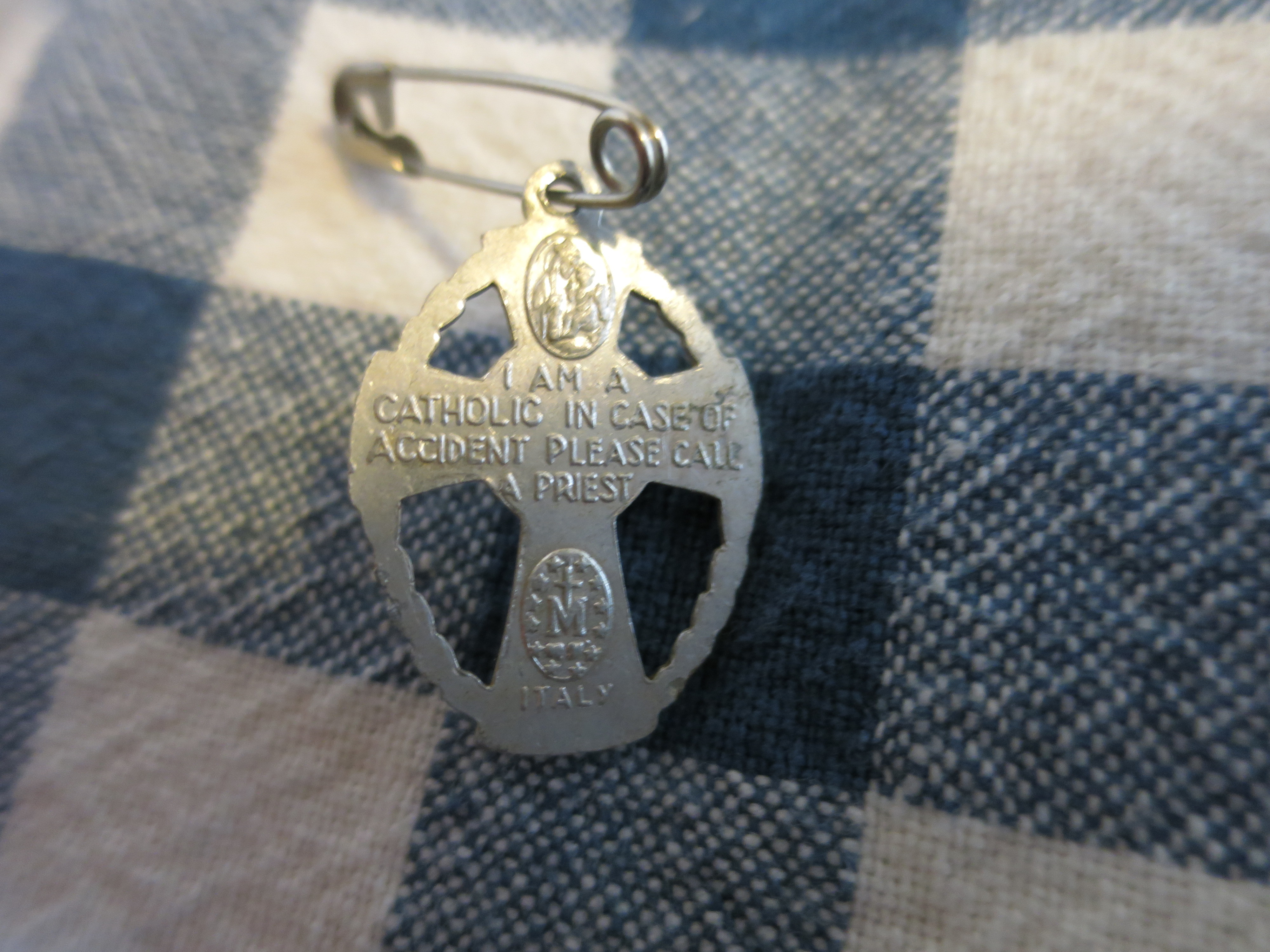 Medal in Case of Accident Please Call A Priest Scapular Cross