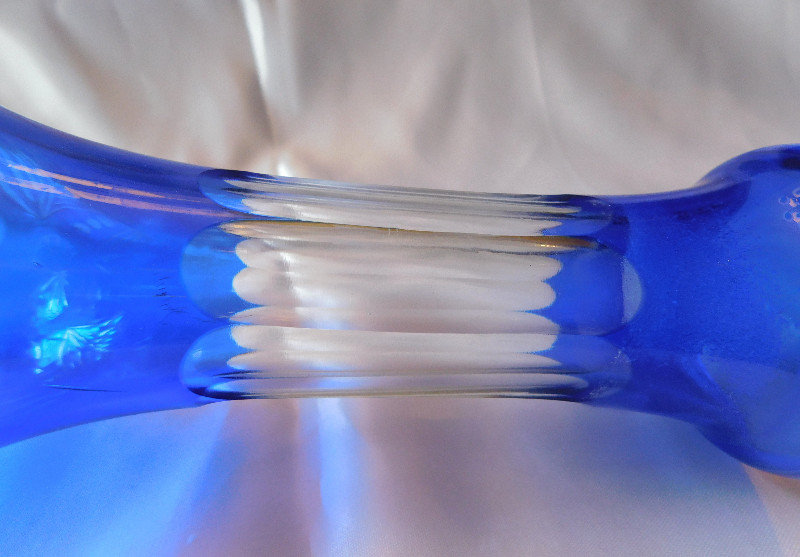 Blue Cut to Clear Glass Bottle or Decanter # 20453