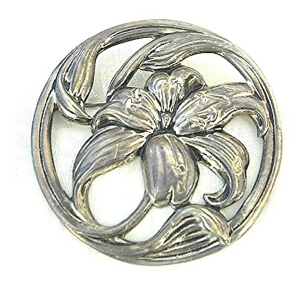 Beautiful Large Sterling Silver Flower Brooch