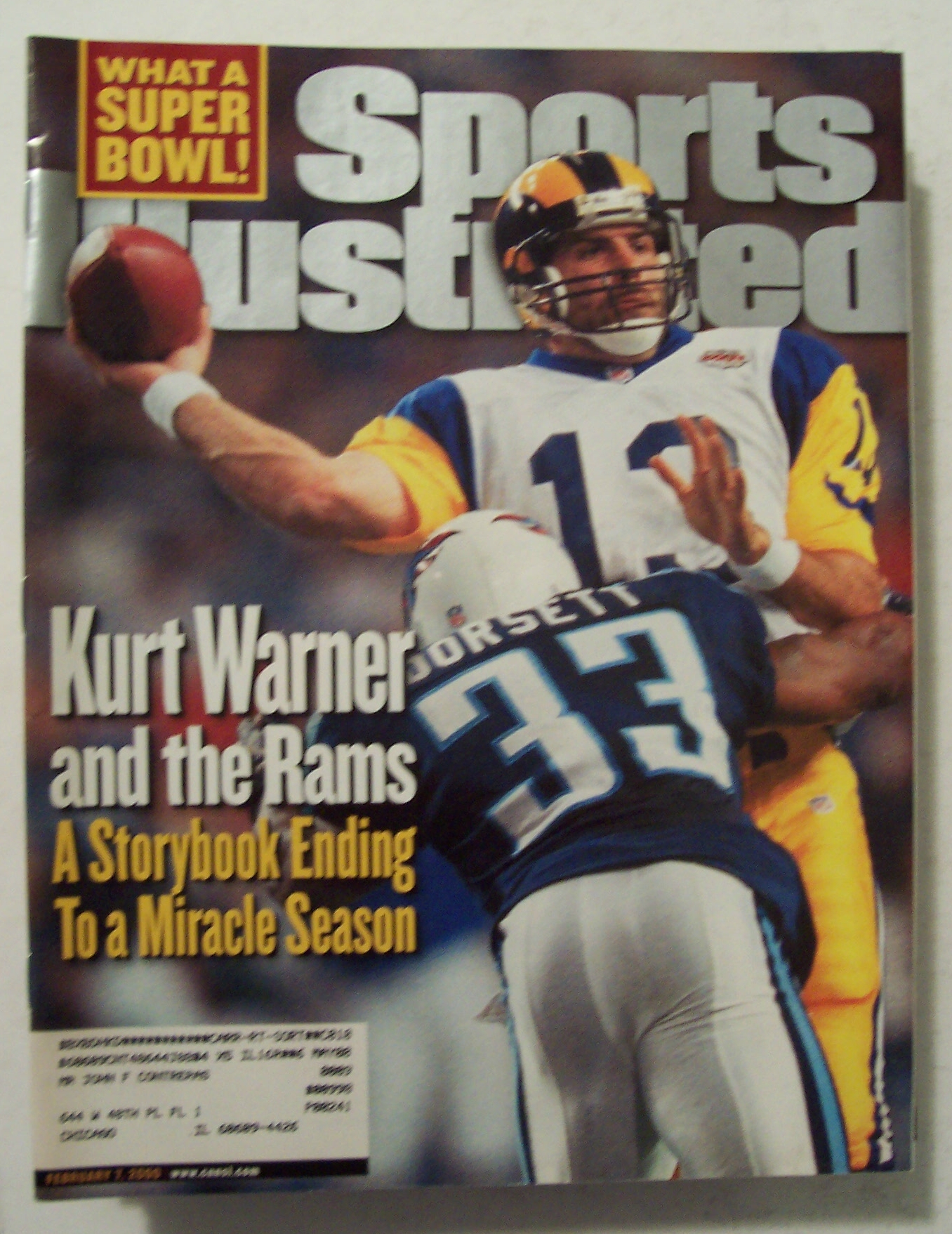 Sports Illustrated Magazine -Feb 7, 2000- Kurt Warner
