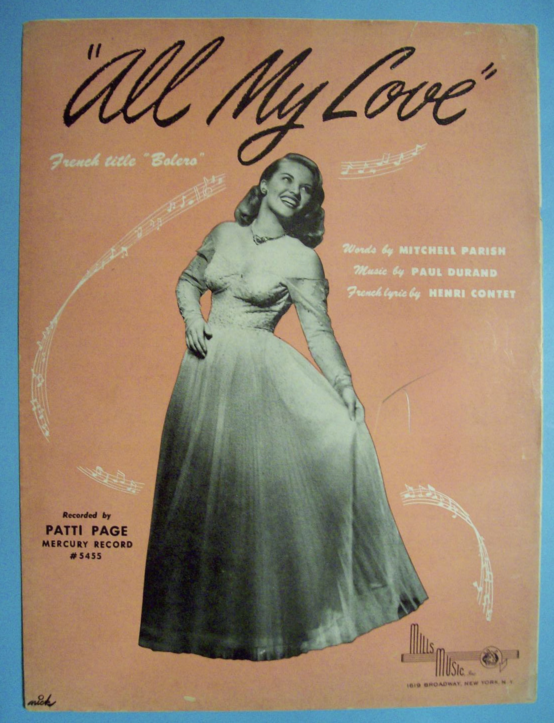 Sheet Music For 1950 All My Love