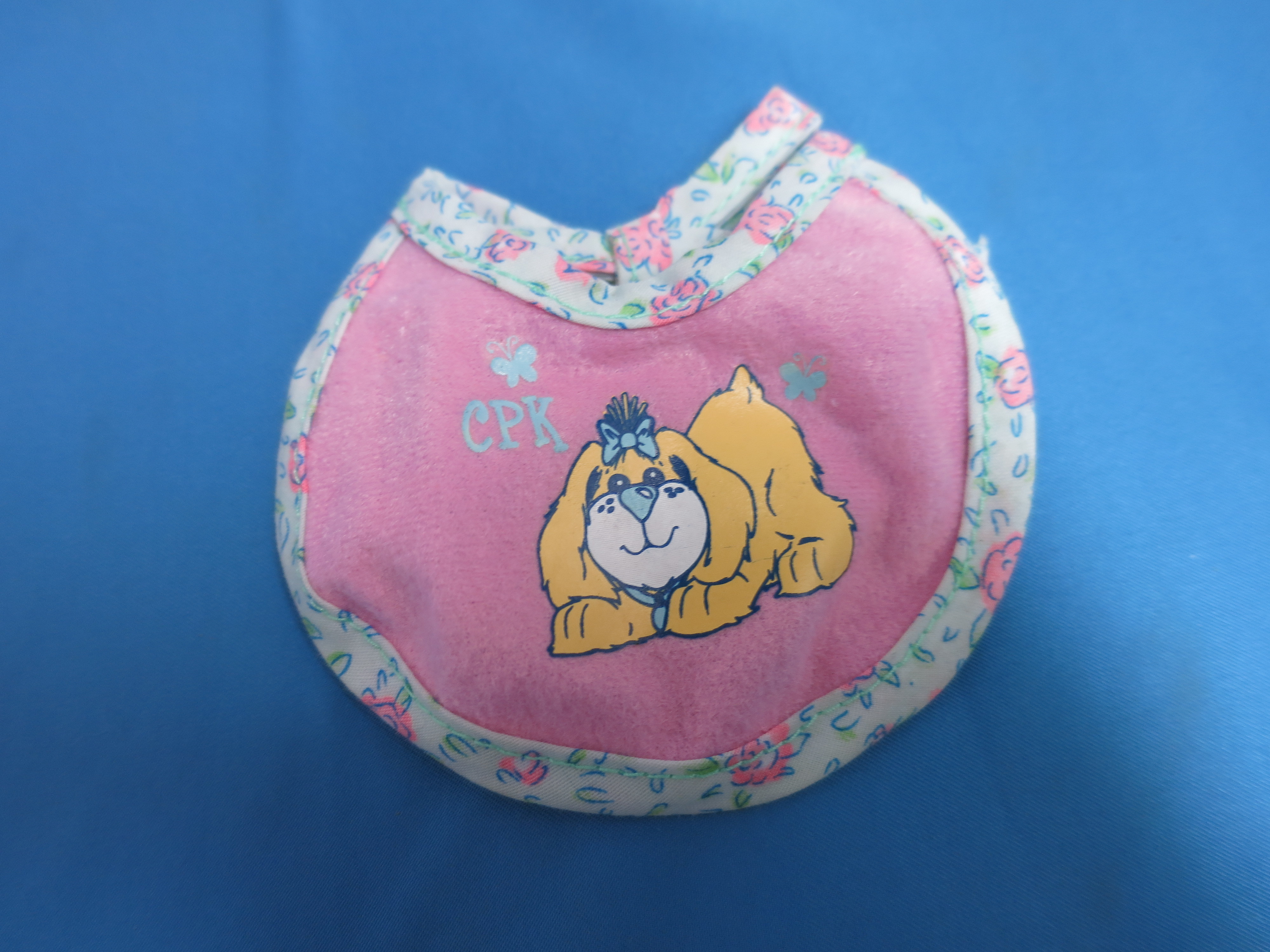 Cabbage Patch Baby Doll Bib with dog marked CPK