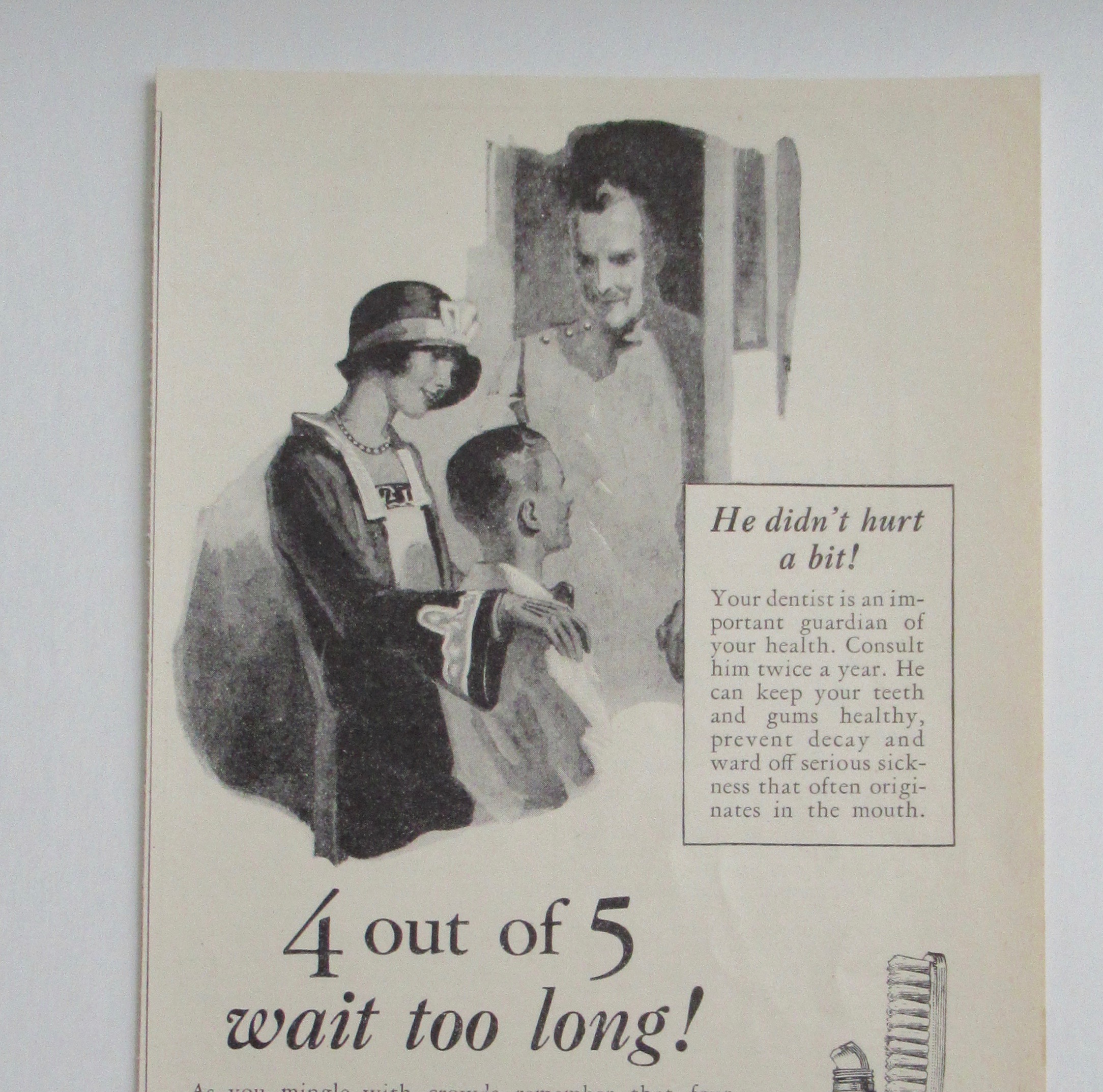 1926 Forhan's For The Gums w/ Woman & Boy With Dentist