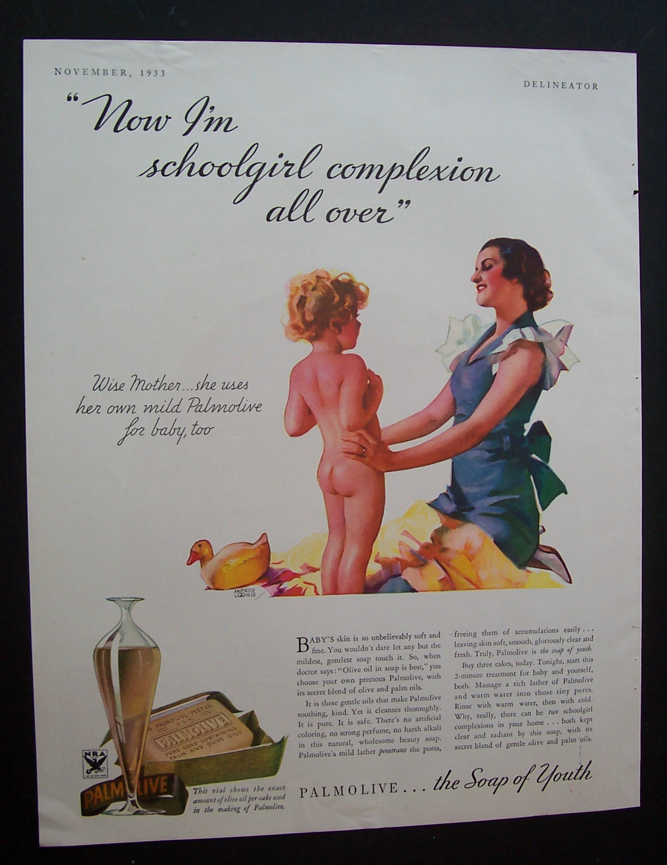 1933 Palmolive Soap with a Mother & Her Baby