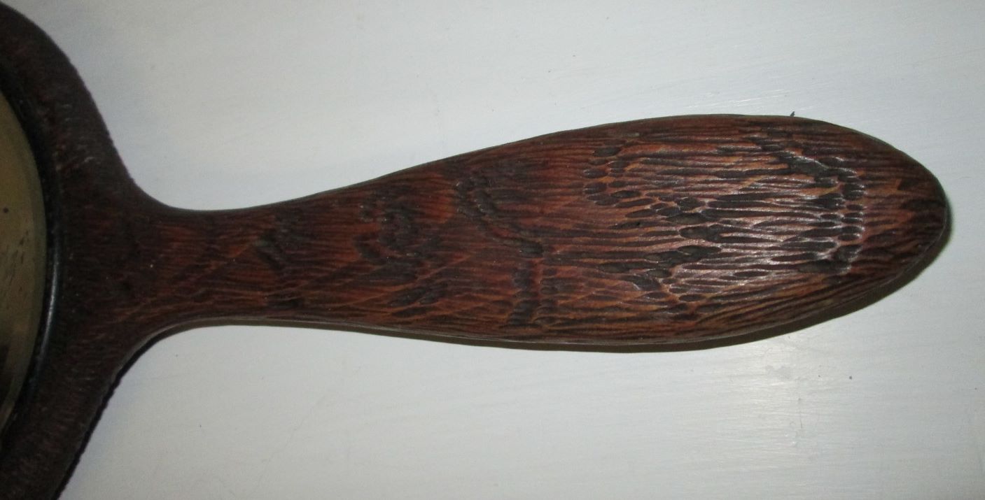 Dresser Mirror Carved Wood Handle Floral
