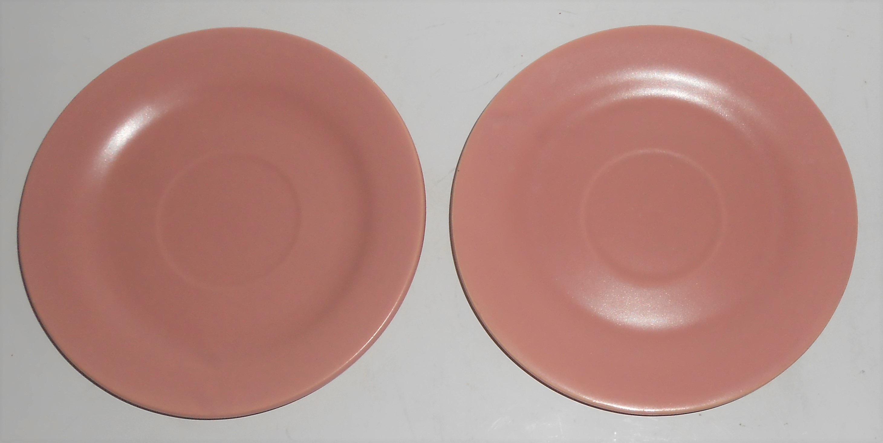 Bauer Pottery La Linda Pair Matte Pink Saucers