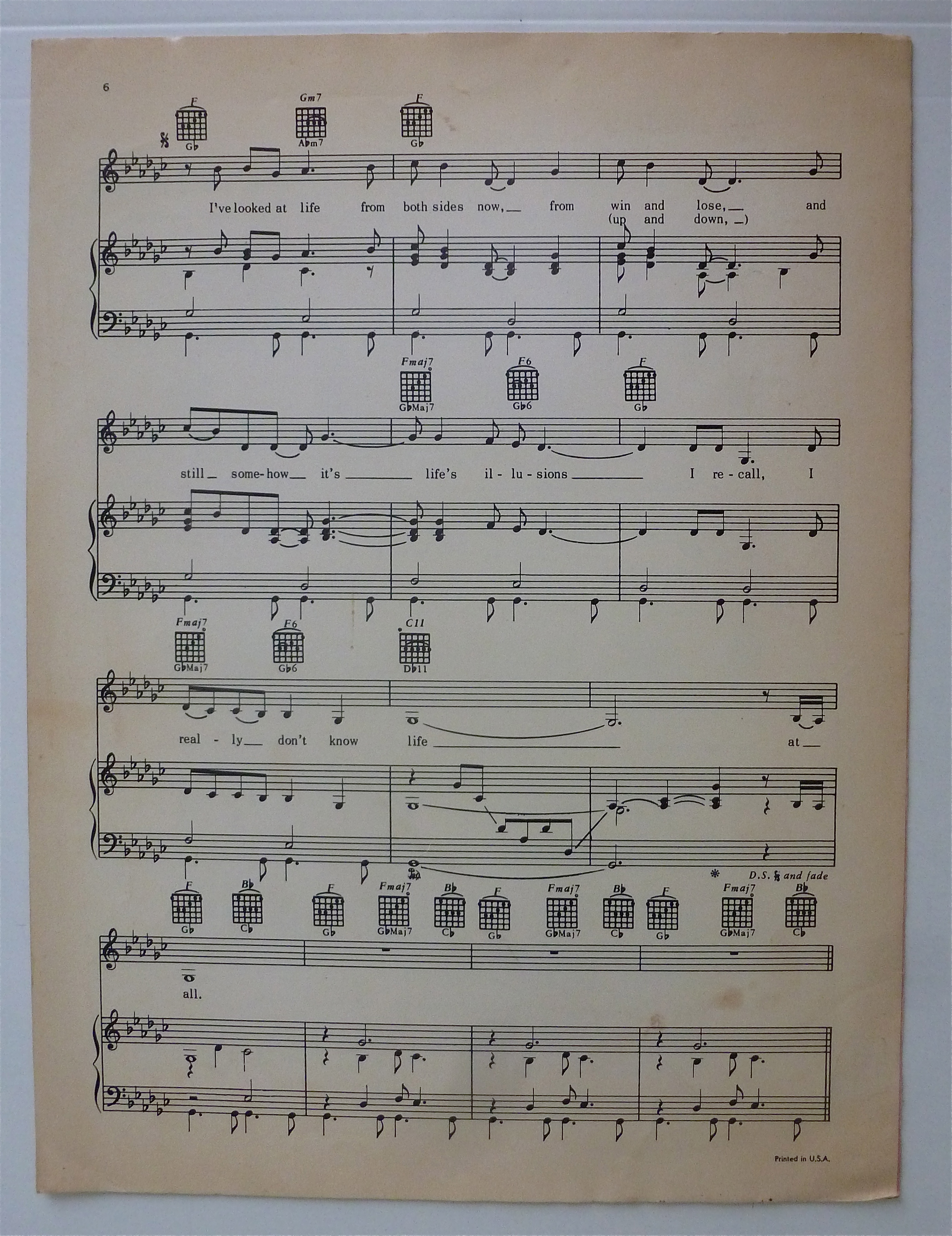 Sheet Music For 1973 Both Sides Now