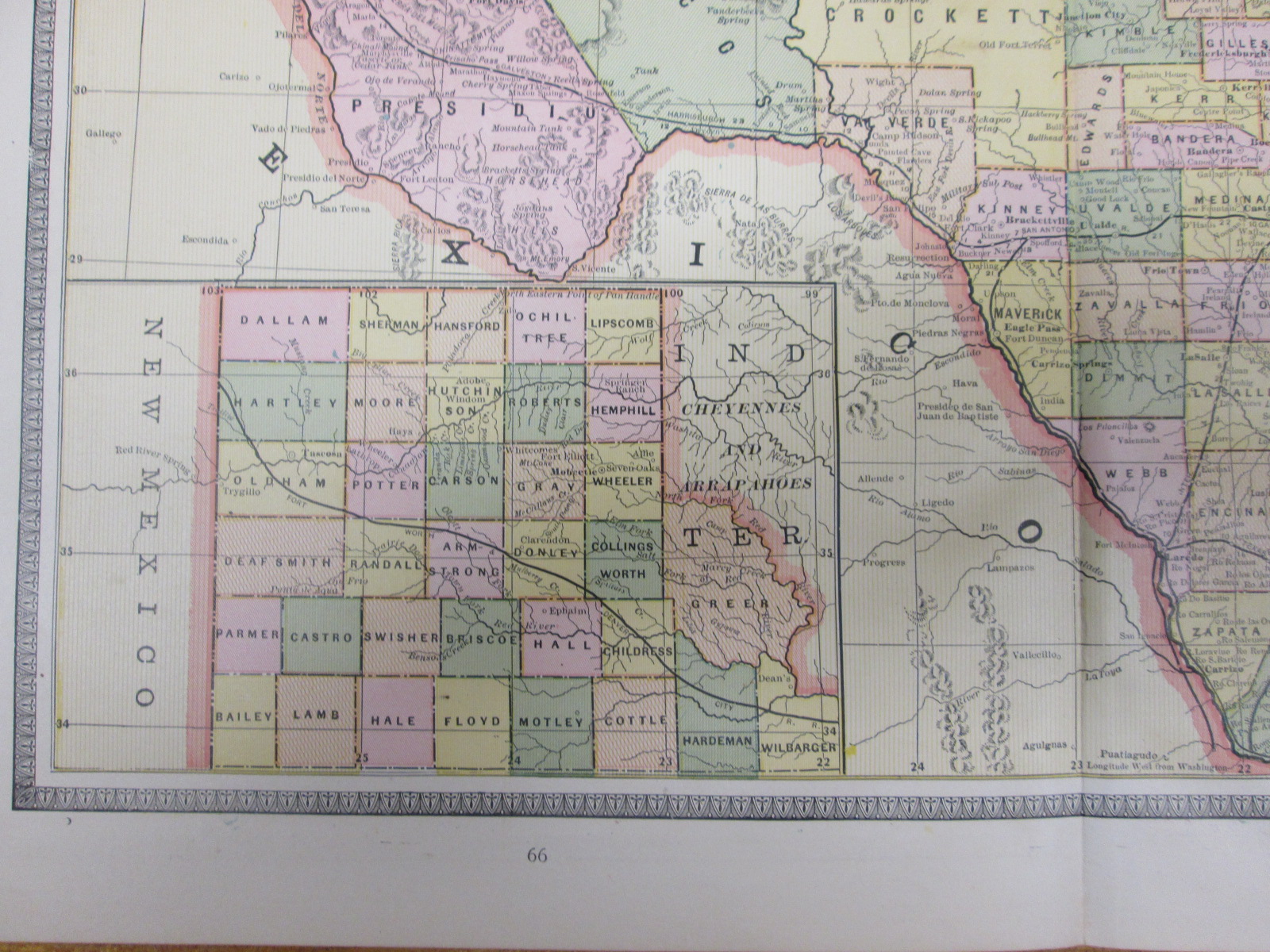 Antique Map New Mexico Colorado Crams 1883