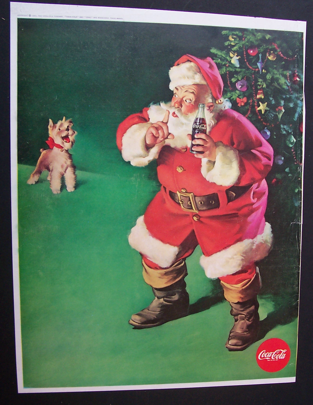 1961 Coca Cola with Santa Claus & Dog