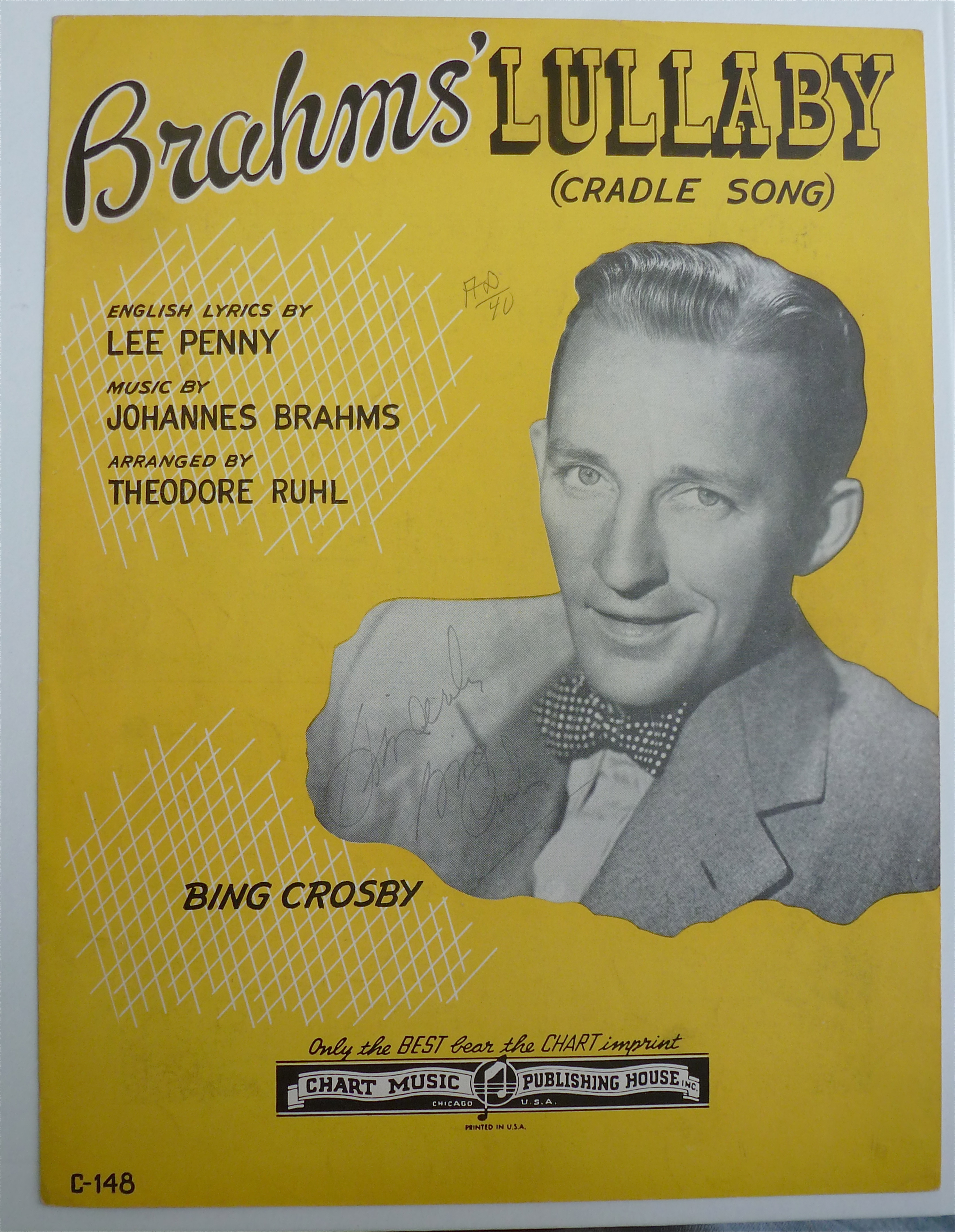 Sheet Music For 1945 Brahm's Lullaby (Cradle Song)