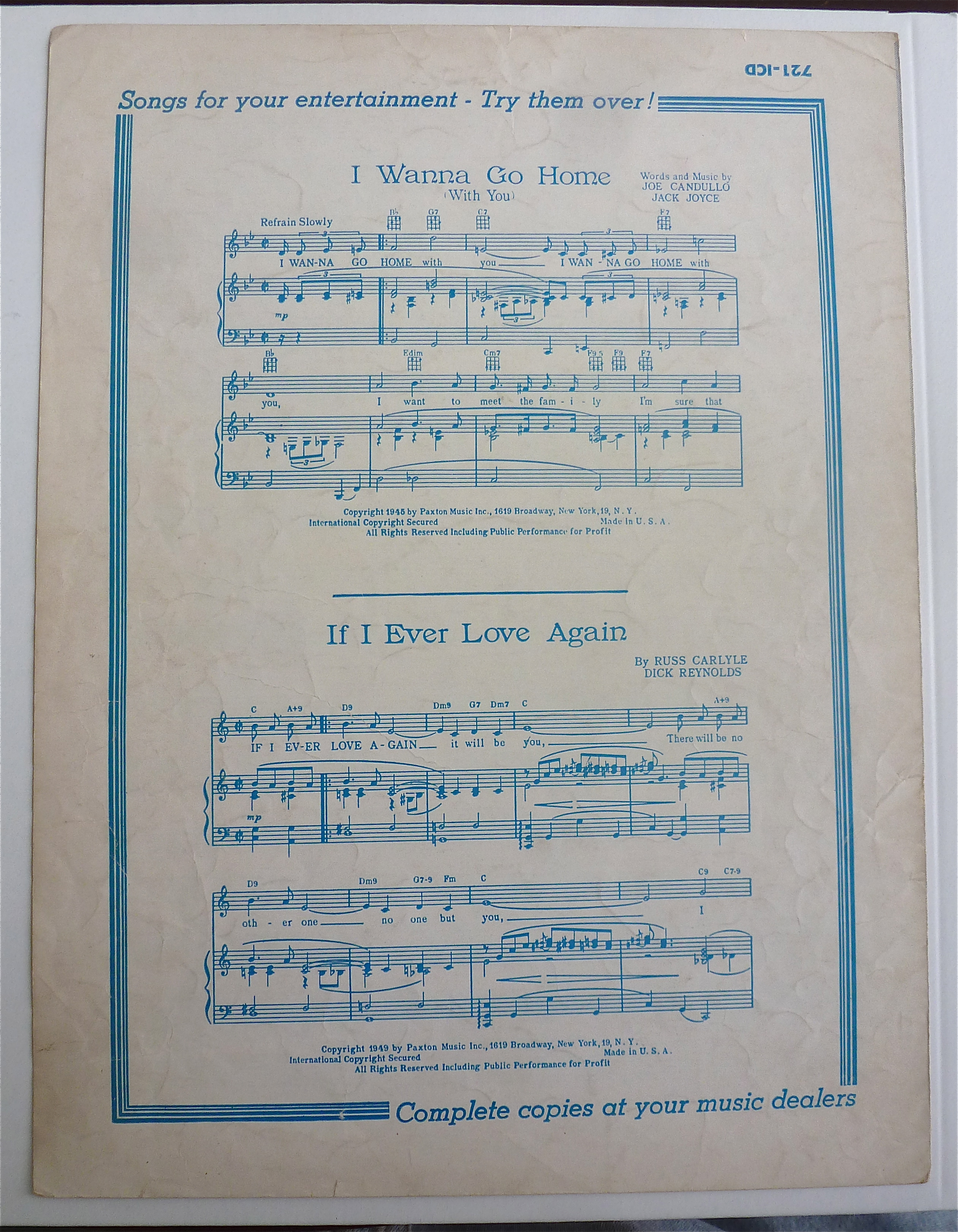 Sheet Music For 1949 There's No Tomorrow