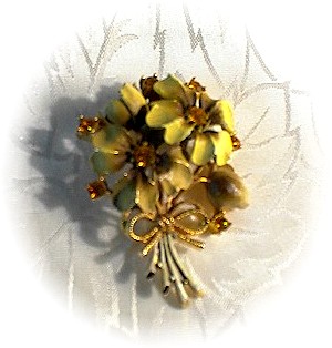 Rhinestone Enamel Gold  Flowers Brooch/Pin