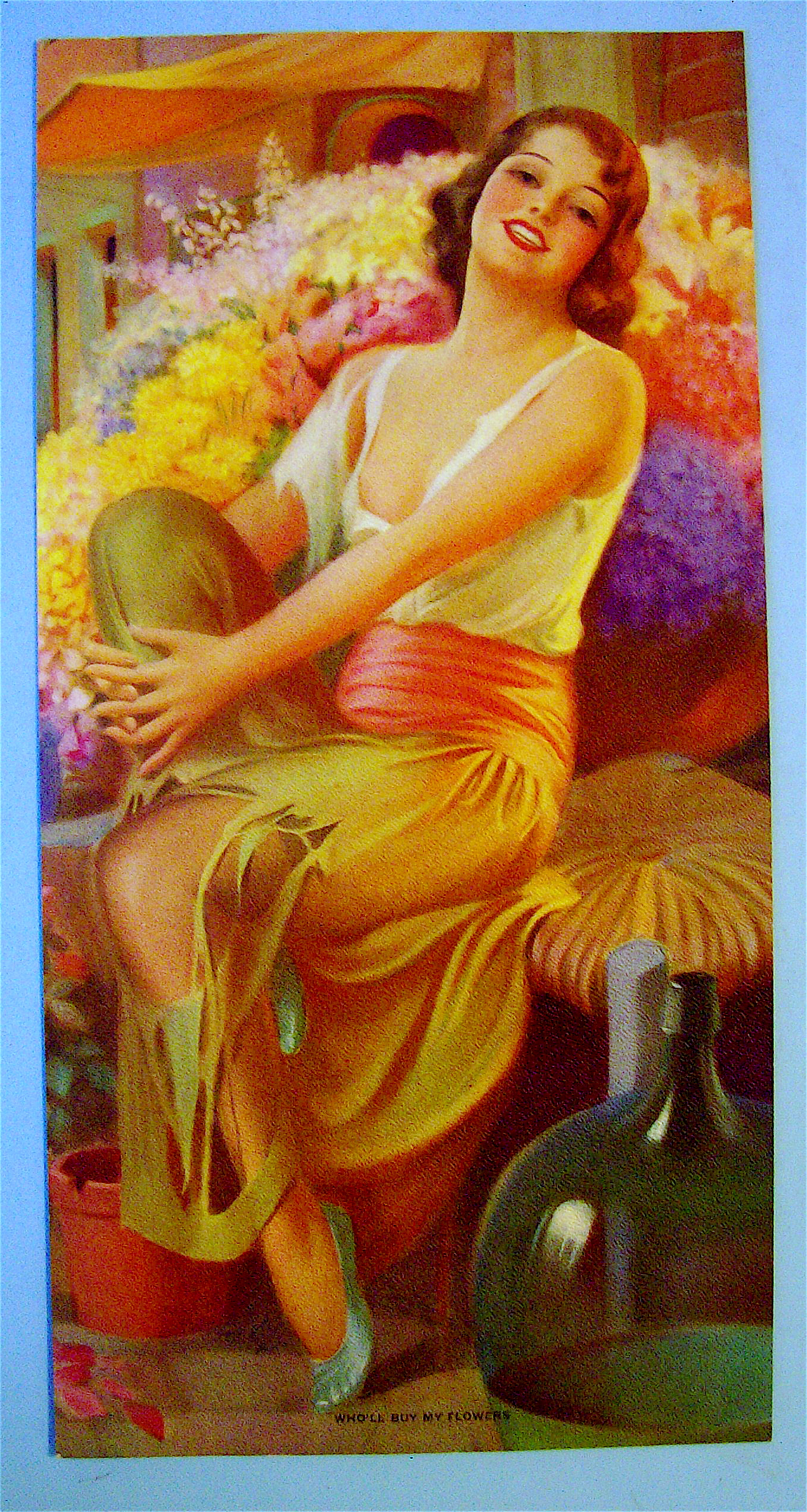 1930's Who'll Buy My Flowers Colortype Picture