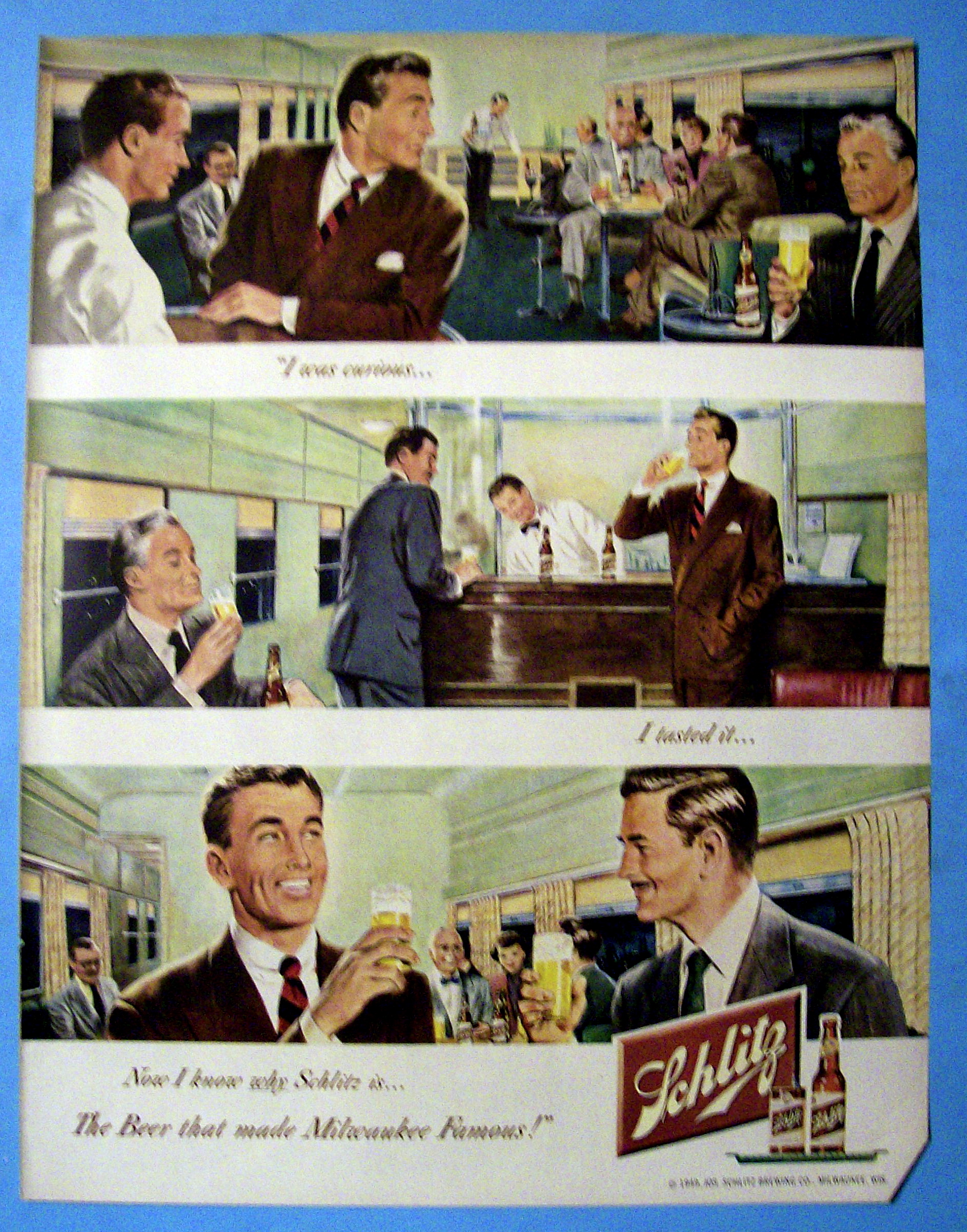 1949 Schlitz Beer with Two Men at the Bar