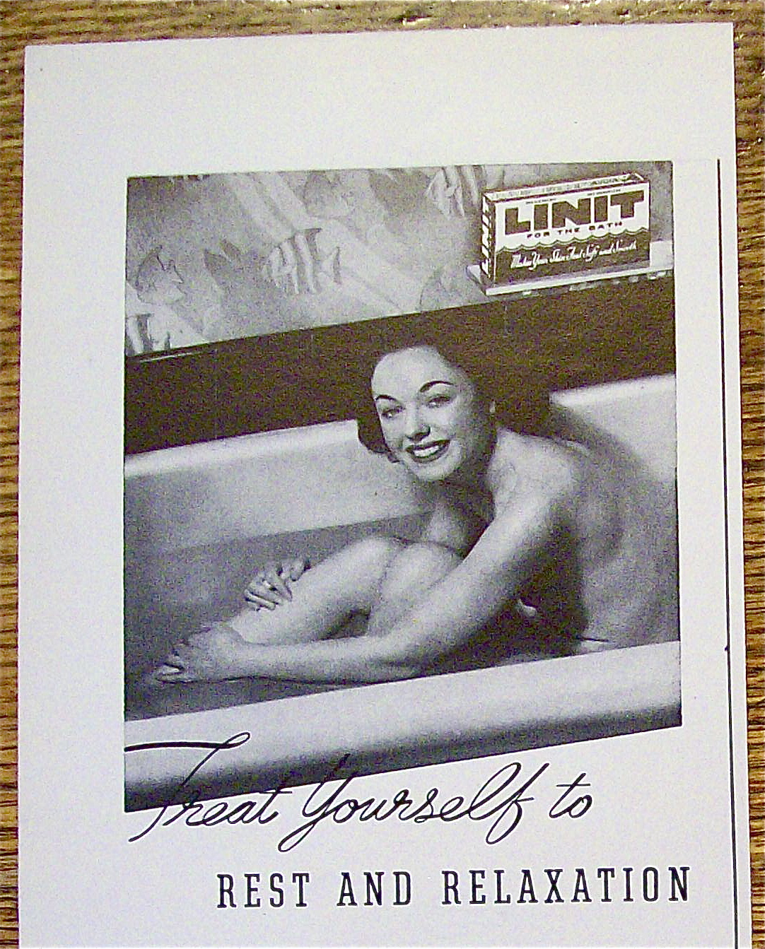 1937 Linit Beauty Bath with Woman In The Bathtub