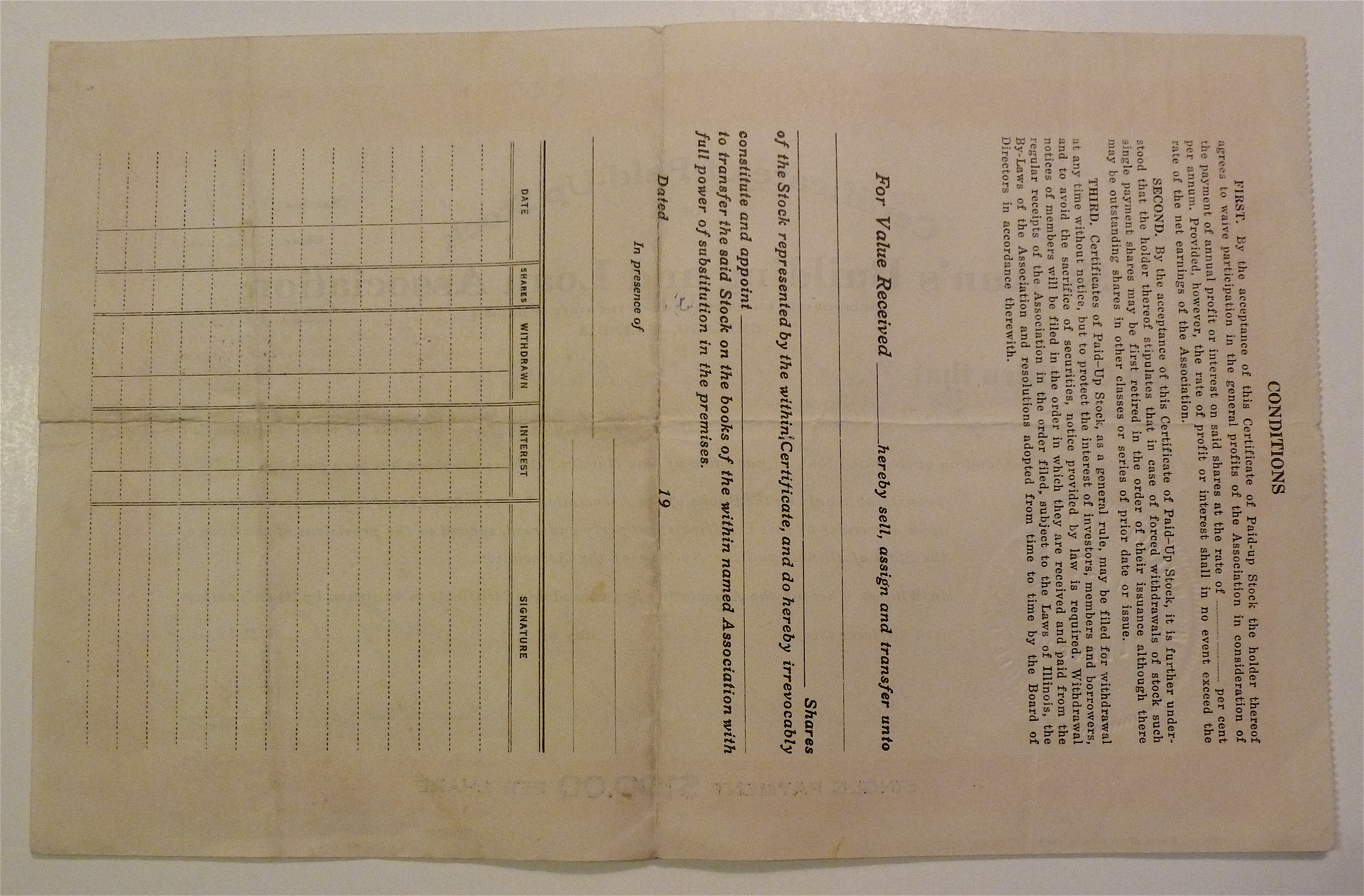 1933 St. Ann Building & Loan Assoc Stock Certificate
