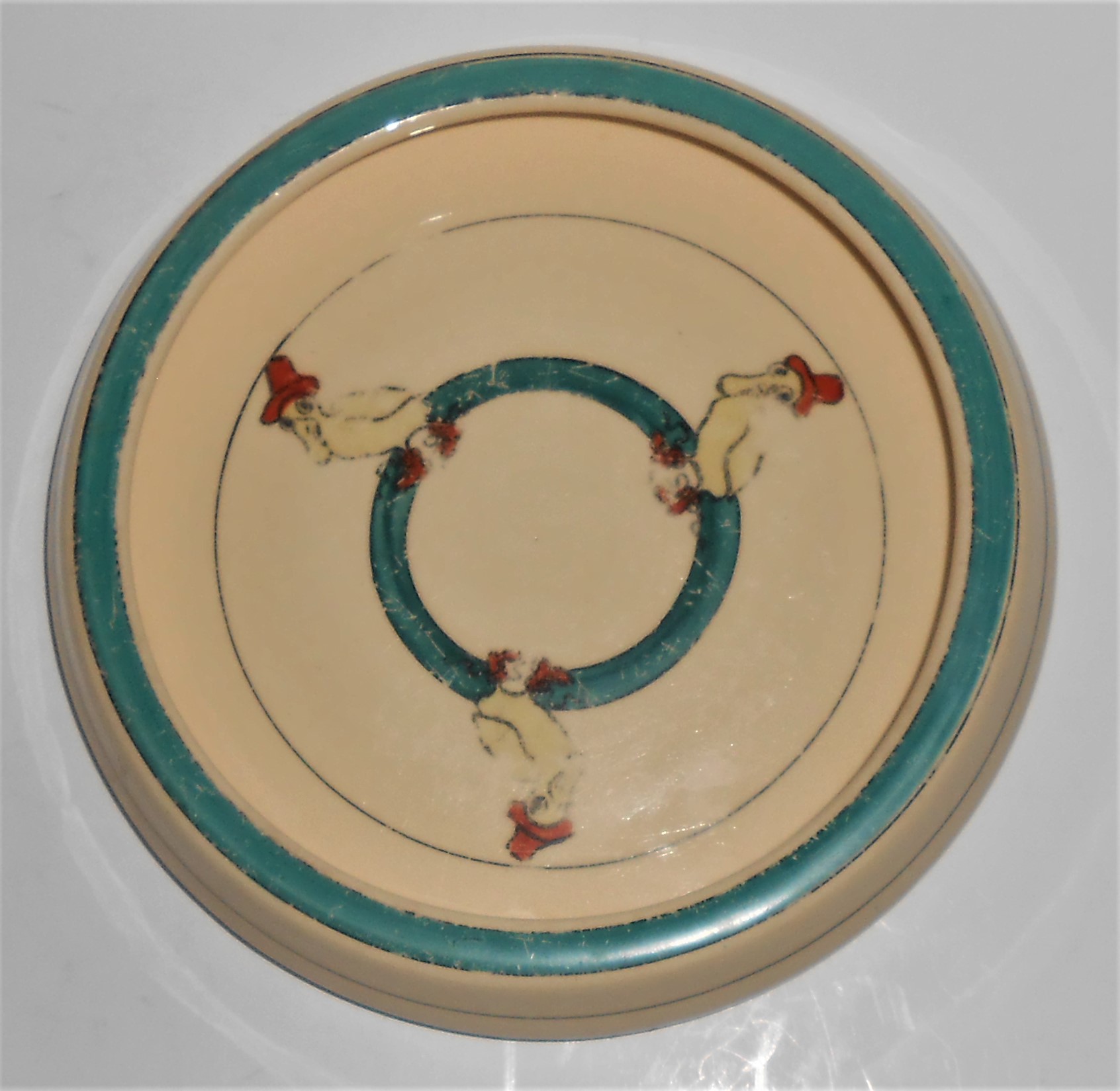 Roseville Pottery Juvenile Creamware Ducks Baby Plate/B