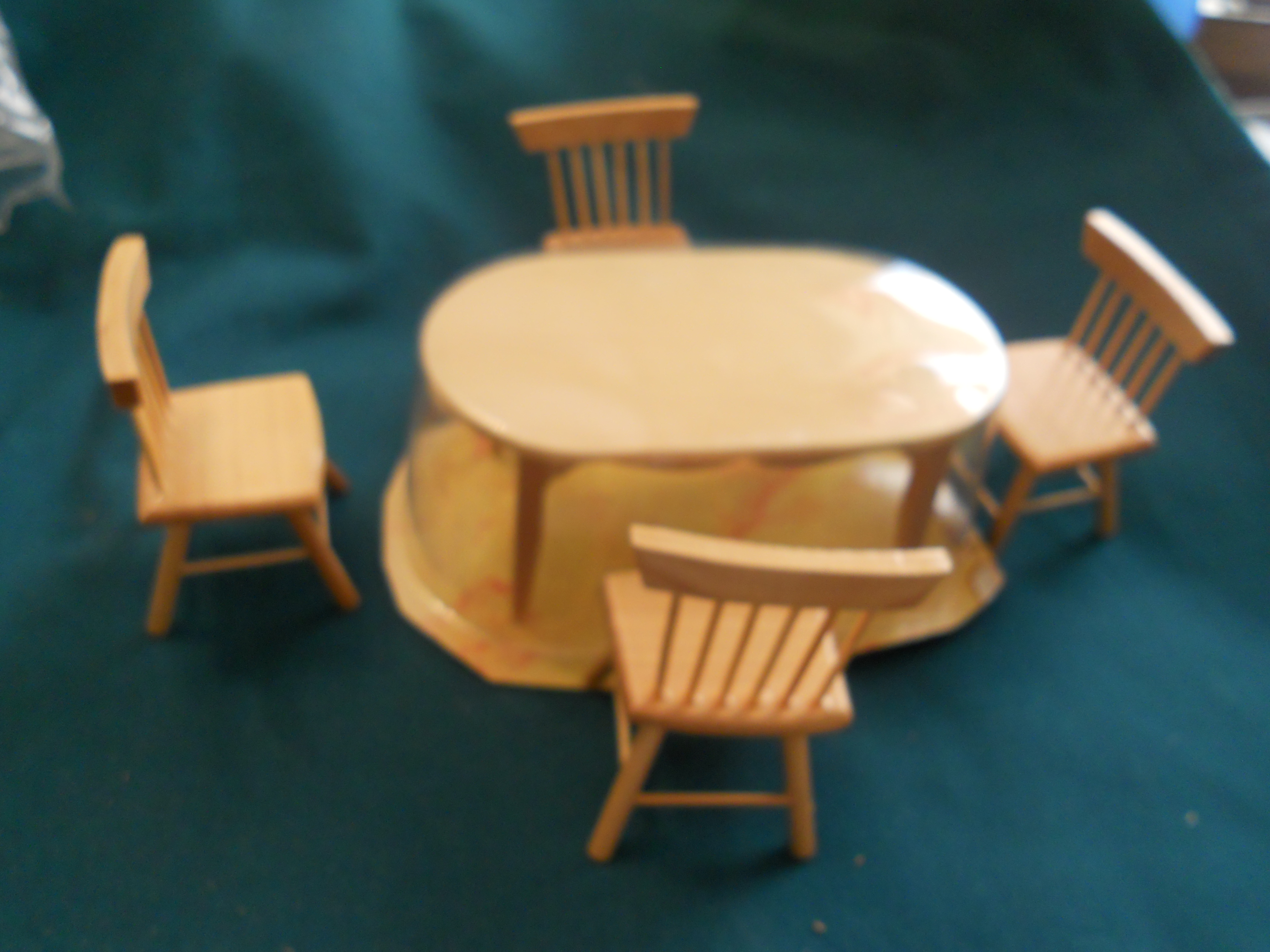 Dollhouse Table and Chairs Wood 5 pc set