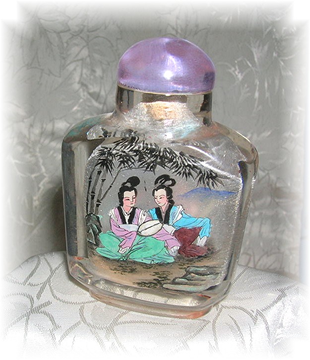 Snuff Bottle Reverse Painted Rock Crystal