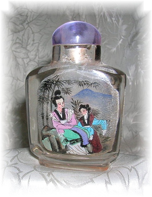 Snuff Bottle Reverse Painted Rock Crystal