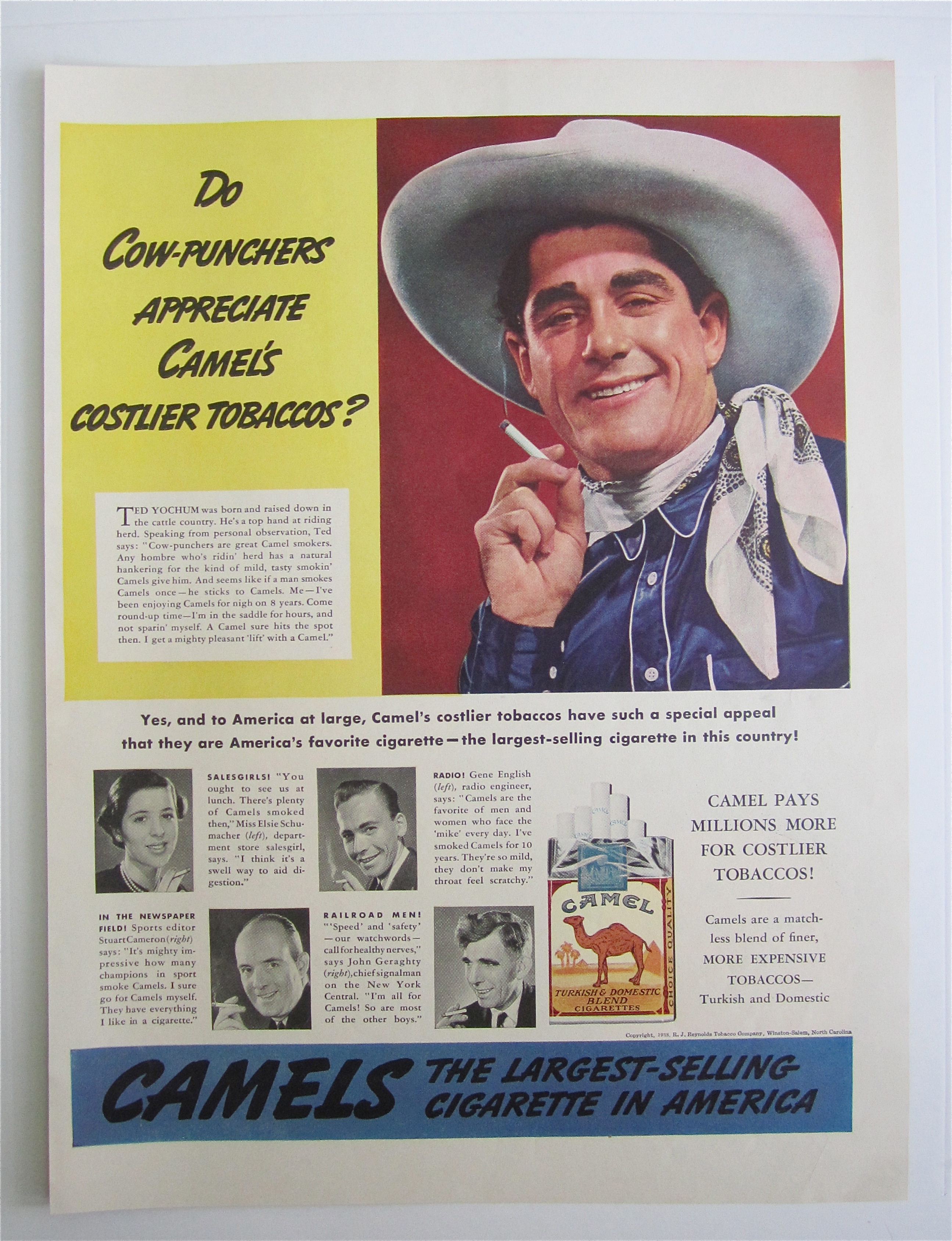 1938 Camel Cigarettes with Cow Puncher Ted Yochum