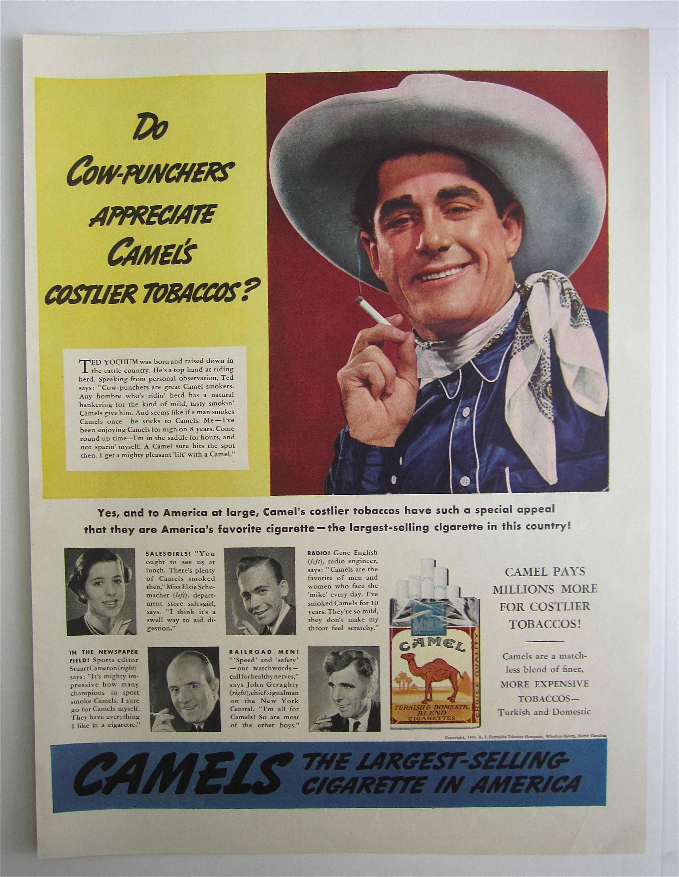 1938 Camel Cigarettes with Cow Puncher Ted Yochum