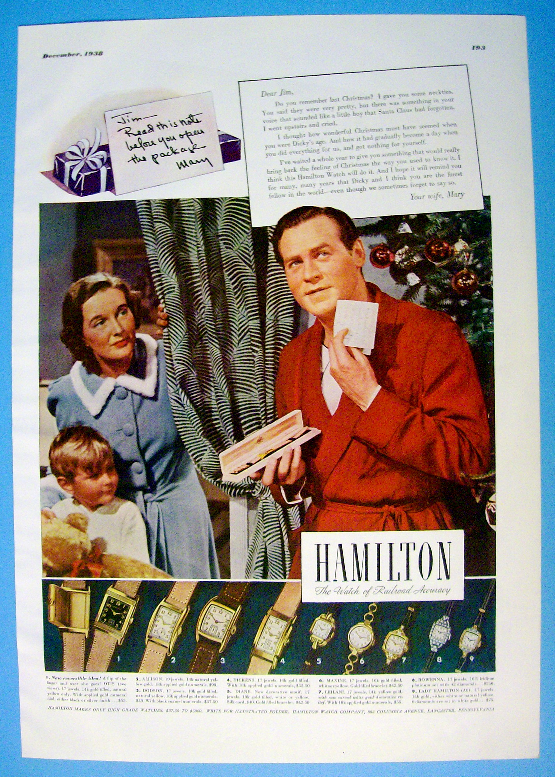 1938 Hamilton Watches with Man Opening Watch