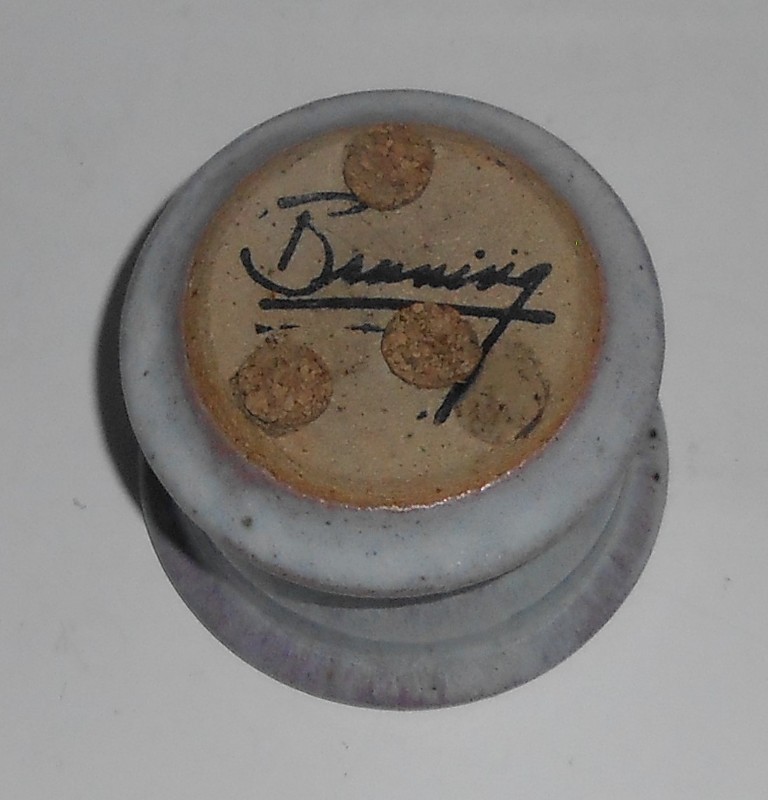 EARLY Bruning Studio Pottery Seattle Lavender Wheel Thrown Flower Pot w/Saucer