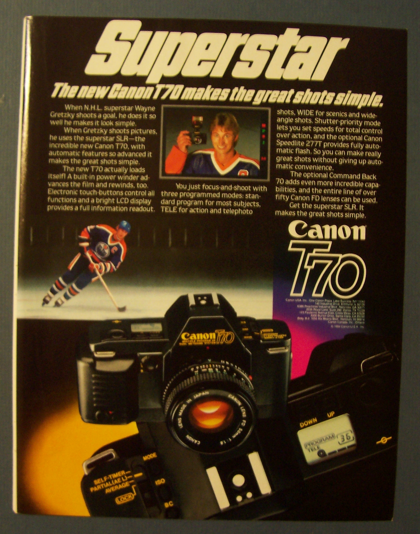 1984 Canon T 70 Camera with Wayne Gretzky