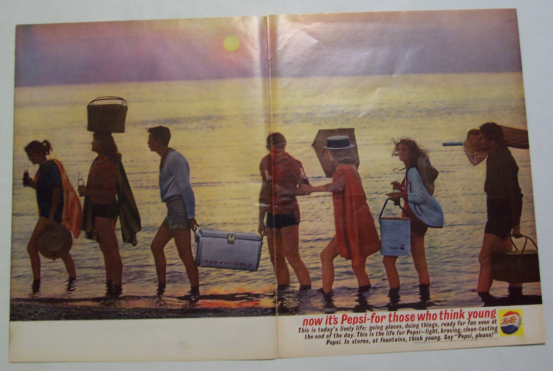 1961 Pepsi-Cola (Pepsi) with Group of People on Beach