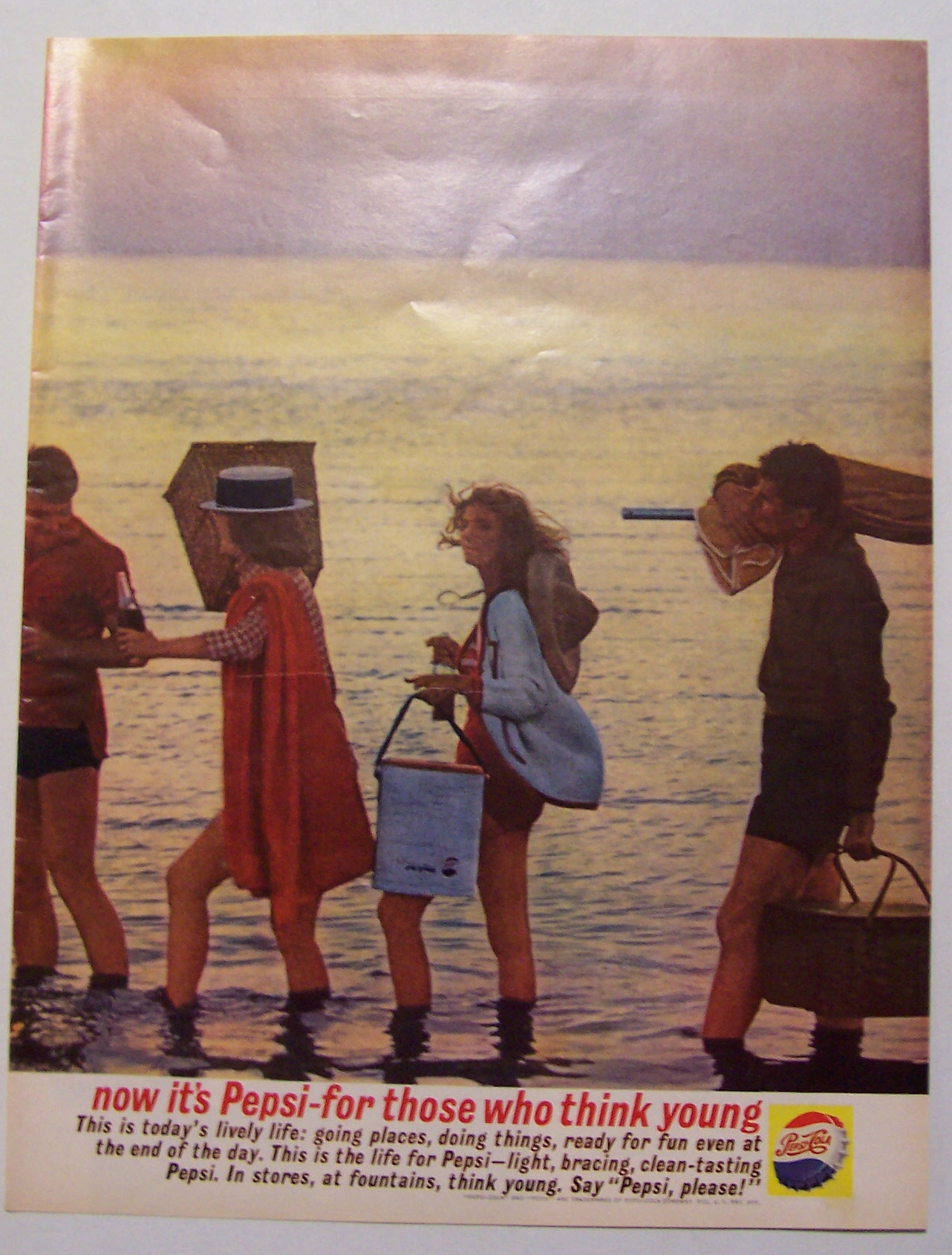 1961 Pepsi-Cola (Pepsi) with Group of People on Beach