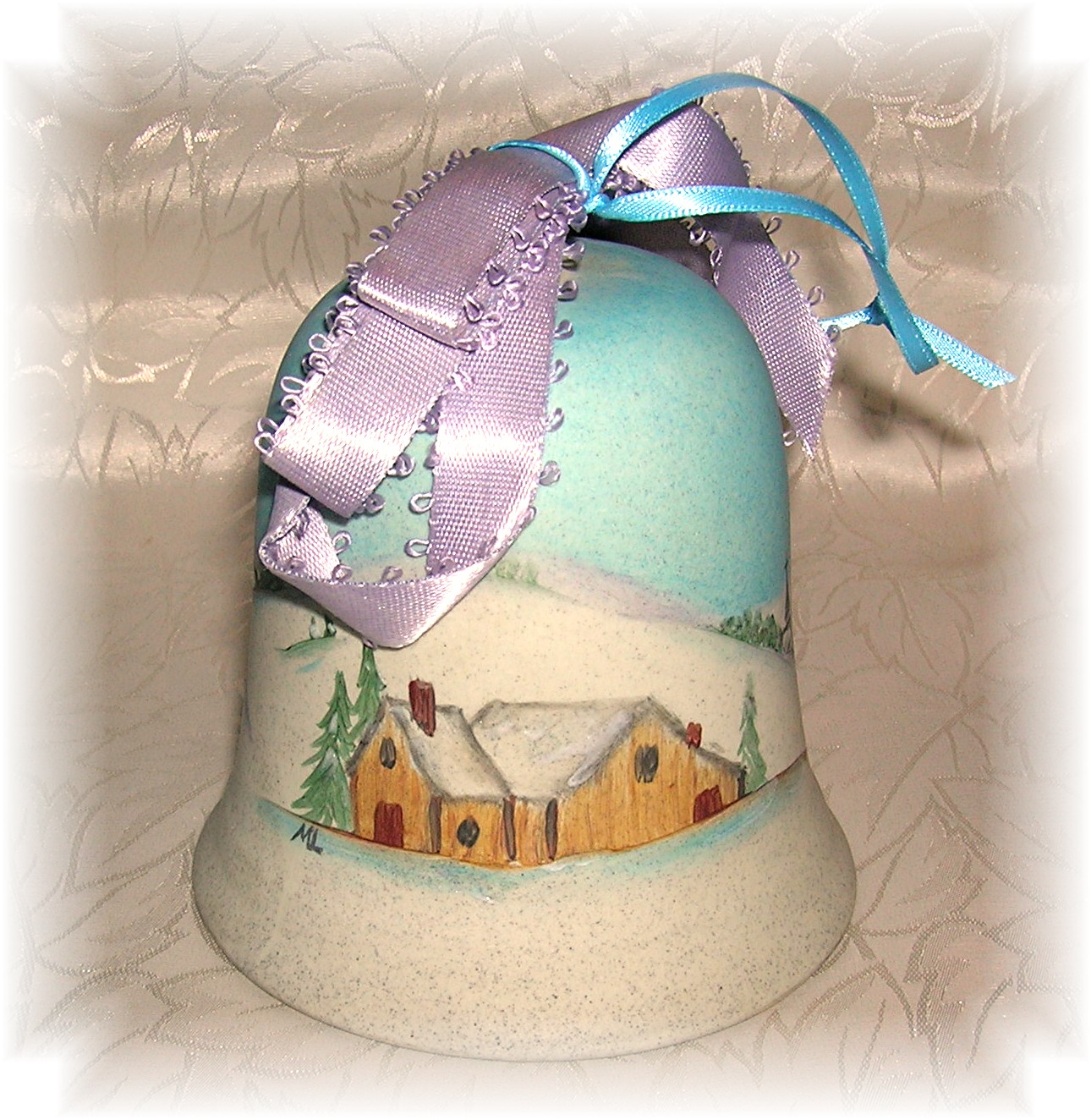 Pottery Bell Handpainted 1985 Signed