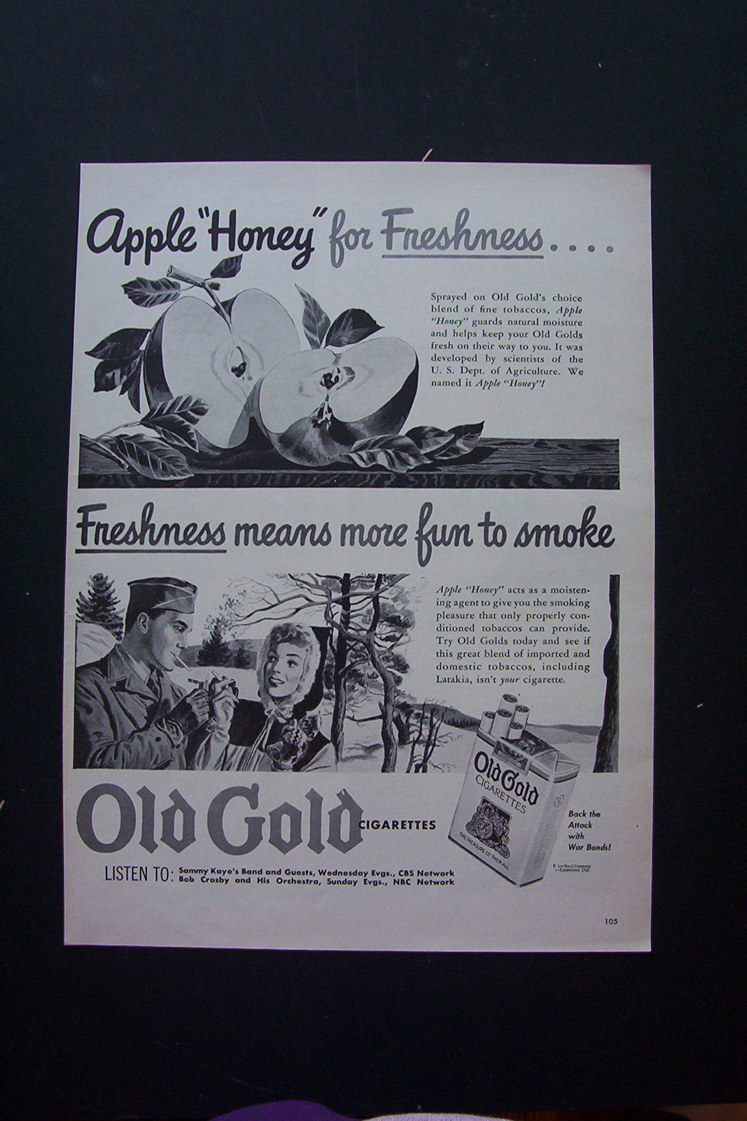 1943 Old Gold Cigarettes w/ Soldier & His Girl Smoking