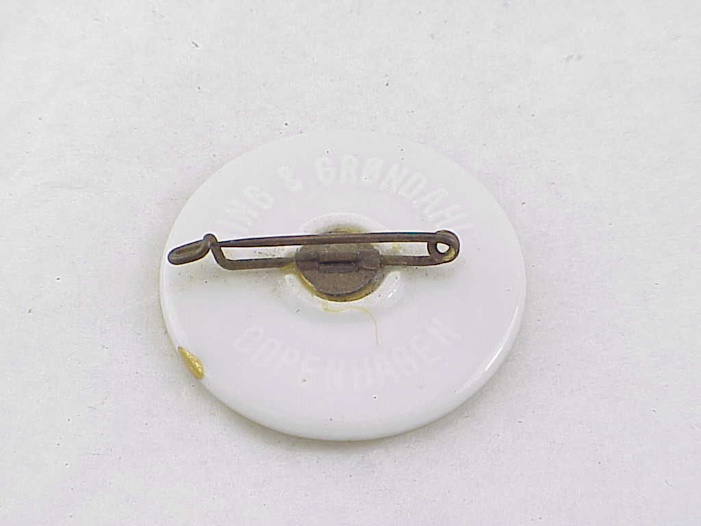 Bing & Grondahl Copenhagen Denmark Viking Ship Porcelain Brooch