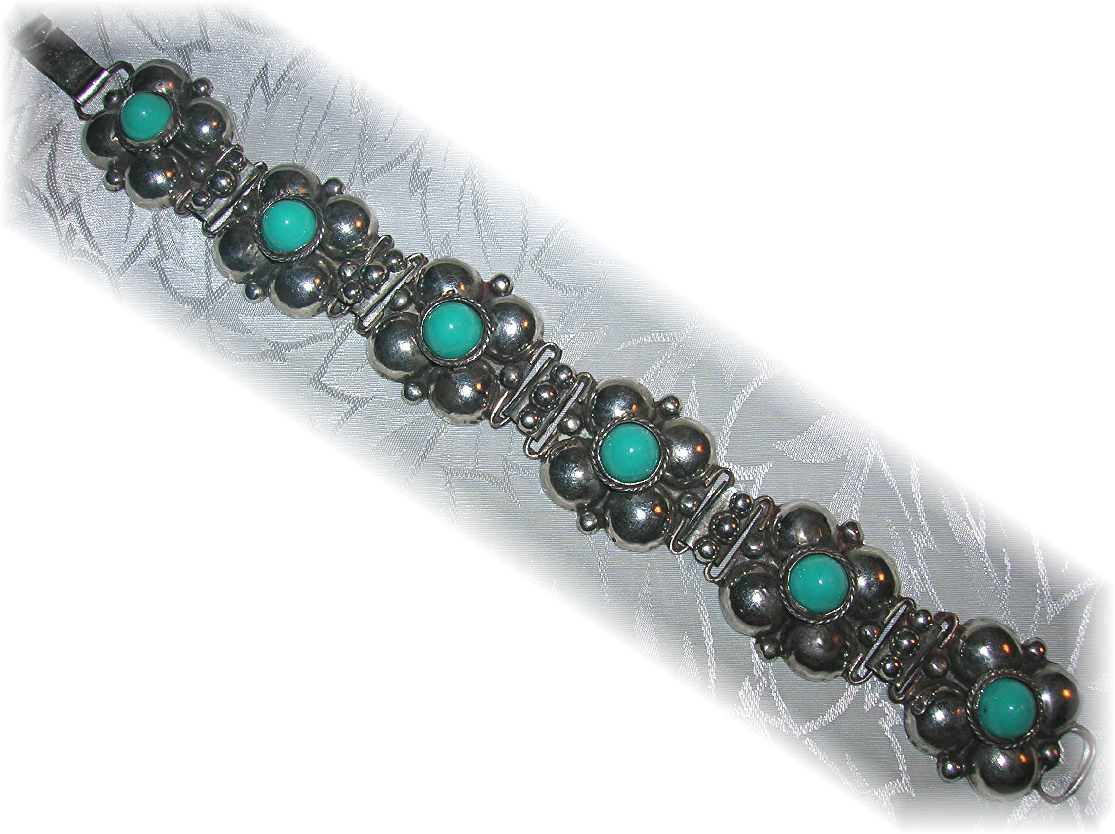 Vintage Sterling Silver Turquoise Mexican Bra