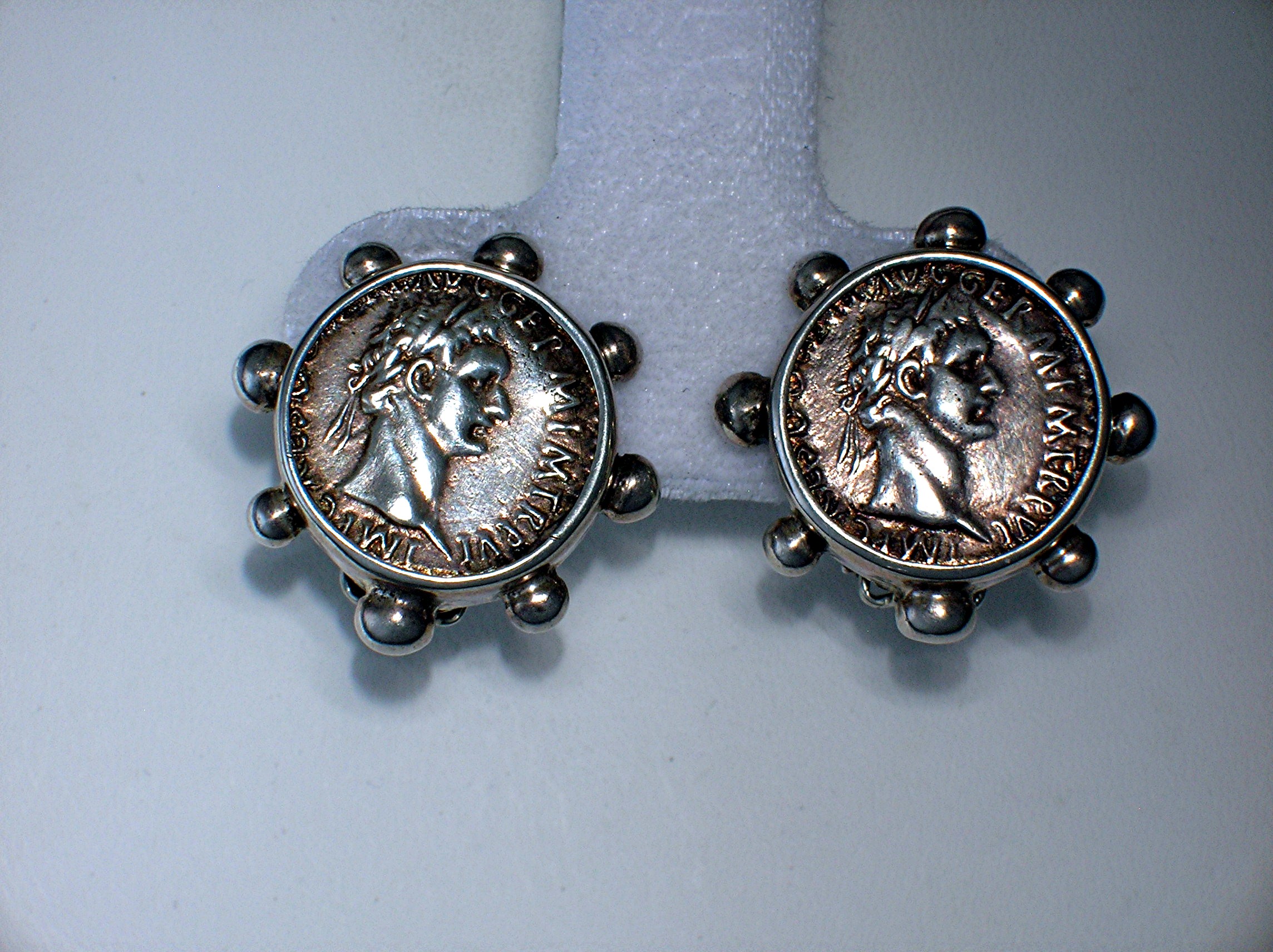 Beautiful Sterling Silver Roman Emporer Clip Earrings