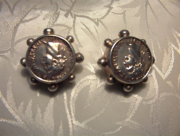 Beautiful Sterling Silver Roman Emporer Clip Earrings