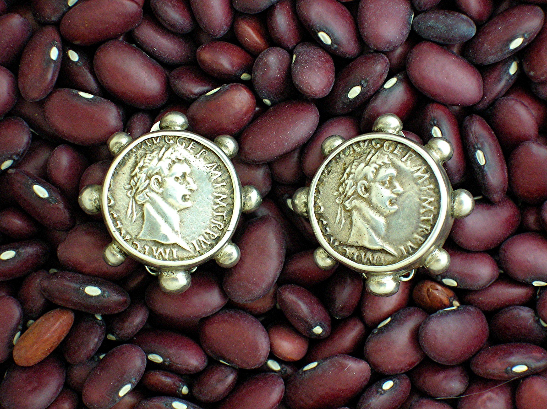 Beautiful Sterling Silver Roman Emporer Clip Earrings