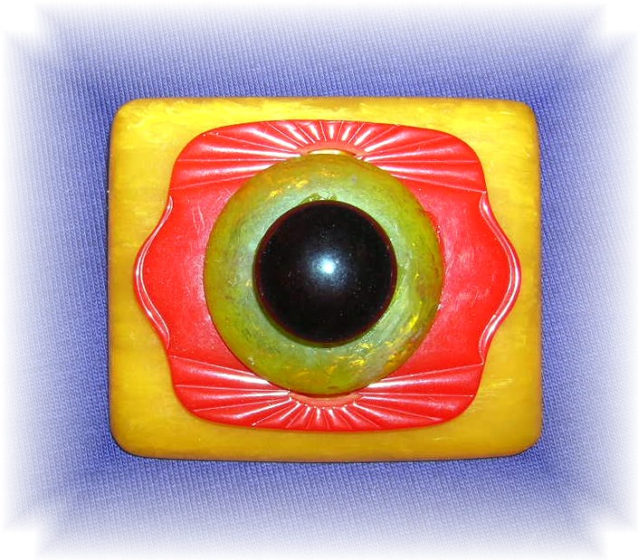 Bakelite Artist Stacked Buckles Brooch